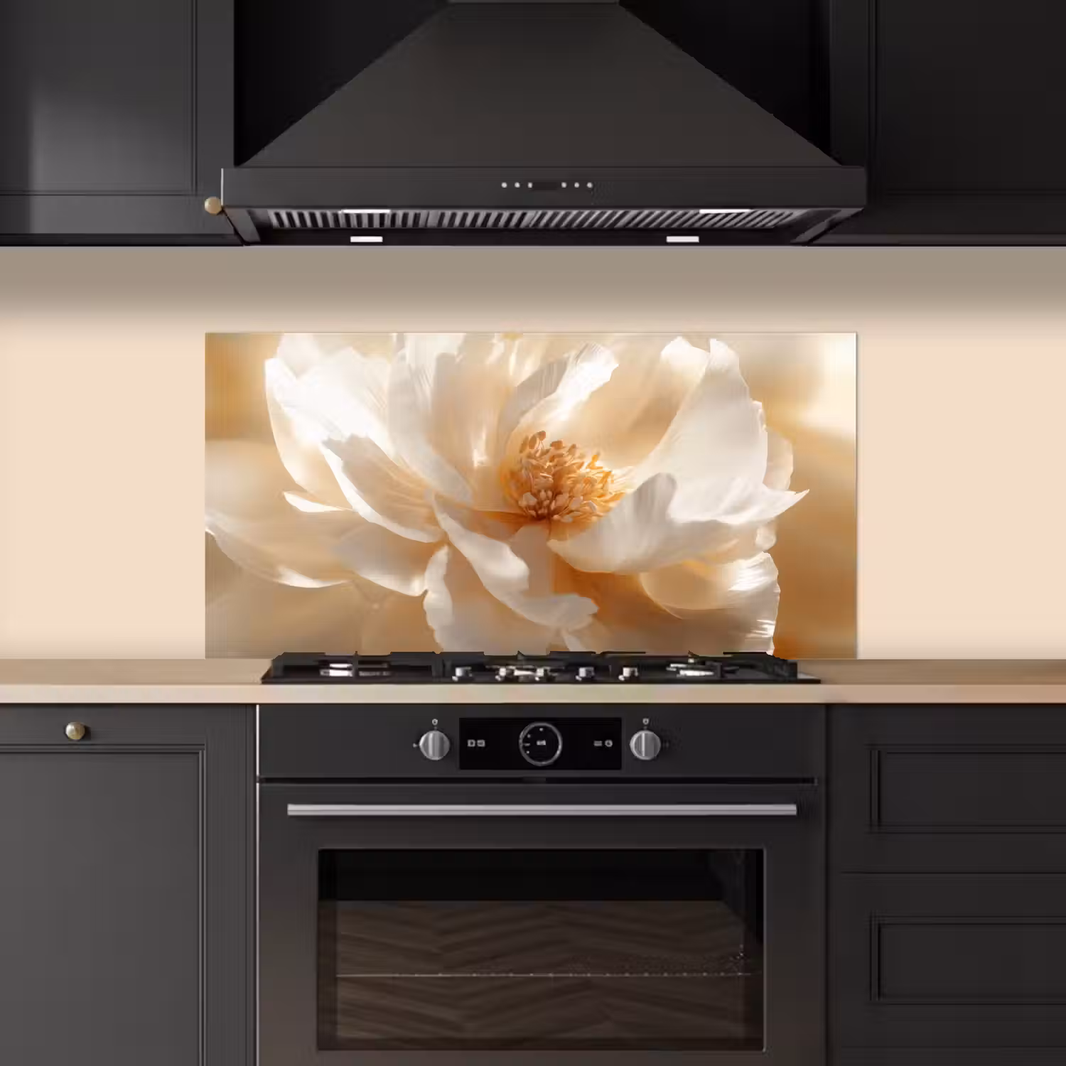 Close up - Pioenroos - Wit keuken achterwand spatscherm middel -sfeer1