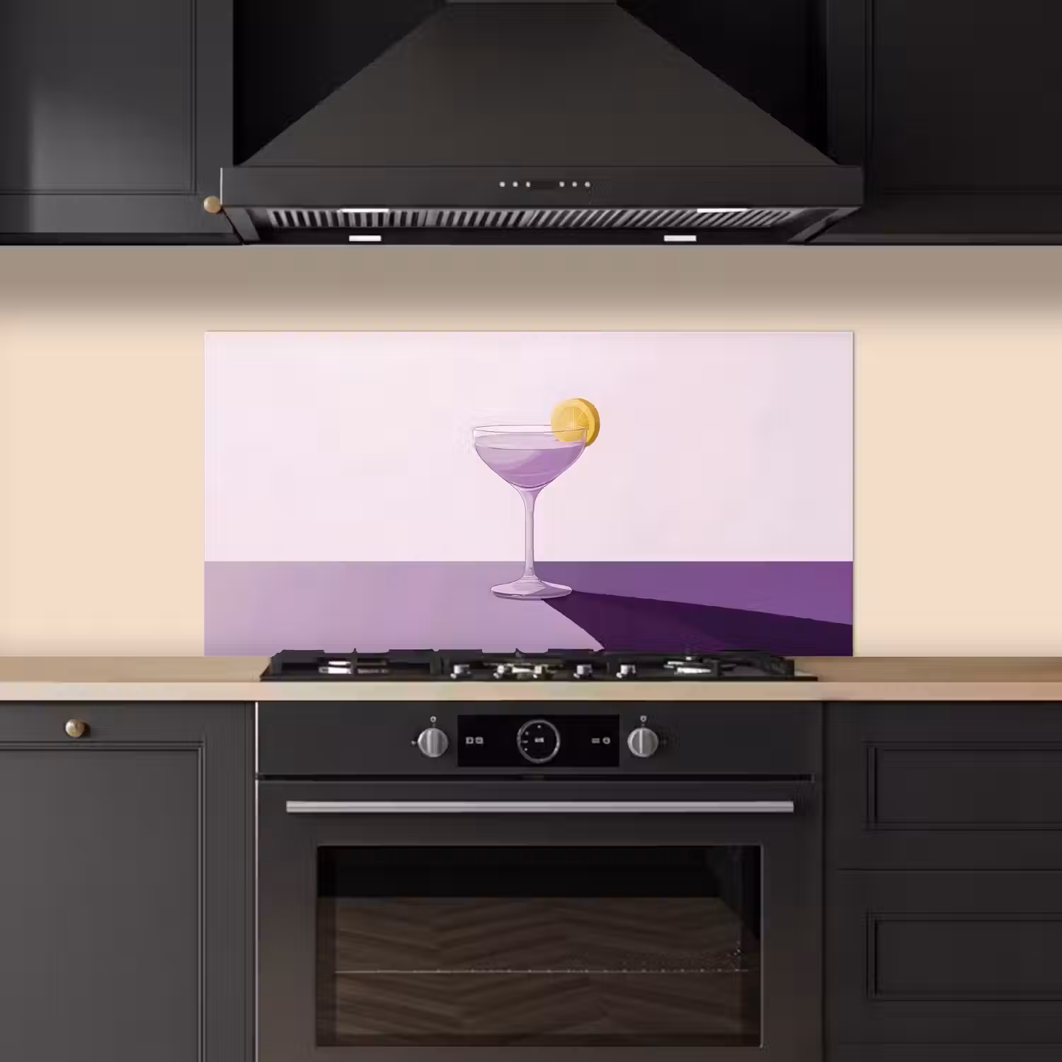 Cocktail - Paars - Minimalistisch - Citroen keuken achterwand spatscherm middel -sfeer1