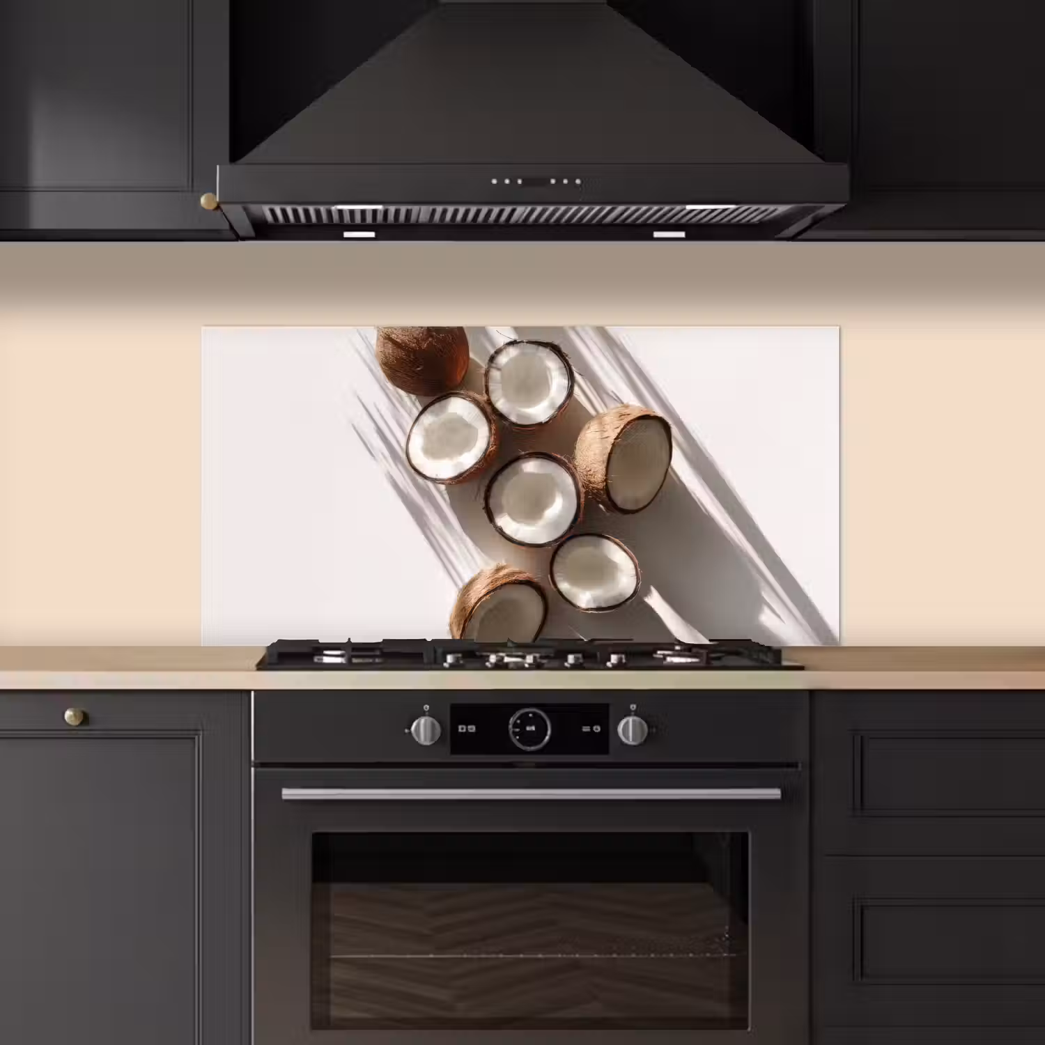Kokosnoten - Bruin - Shaduw keuken achterwand spatscherm middel -sfeer1