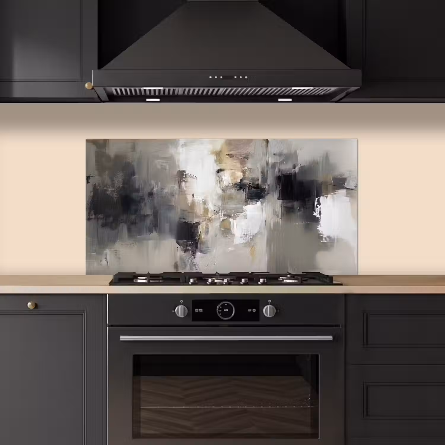 Kleurenpalet - Penseelstreken - Beige - Nevelig keuken achterwand spatscherm middel -sfeer1