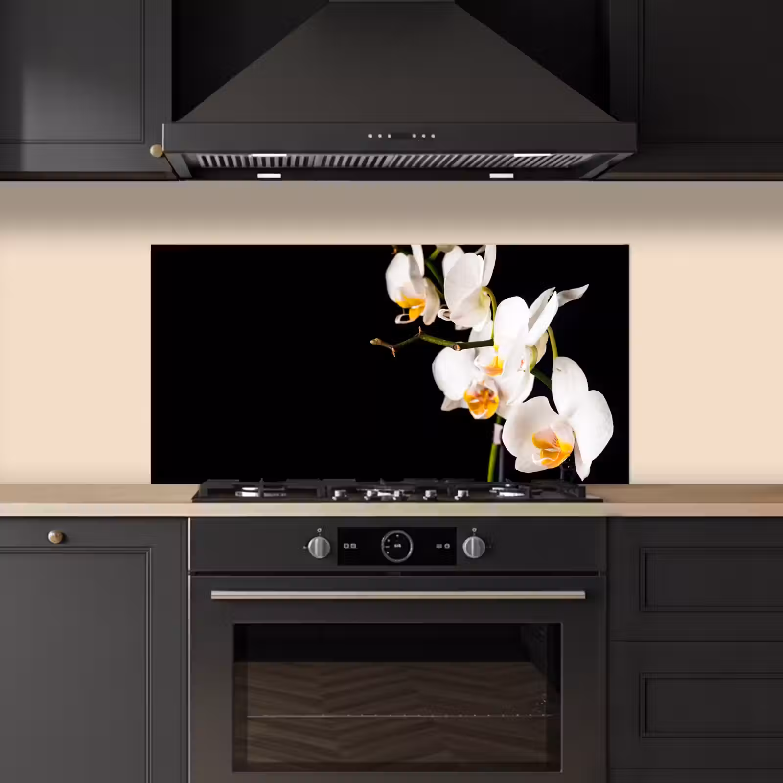Contrastrijke Orchideeën keuken achterwand spatscherm middel -sfeer1