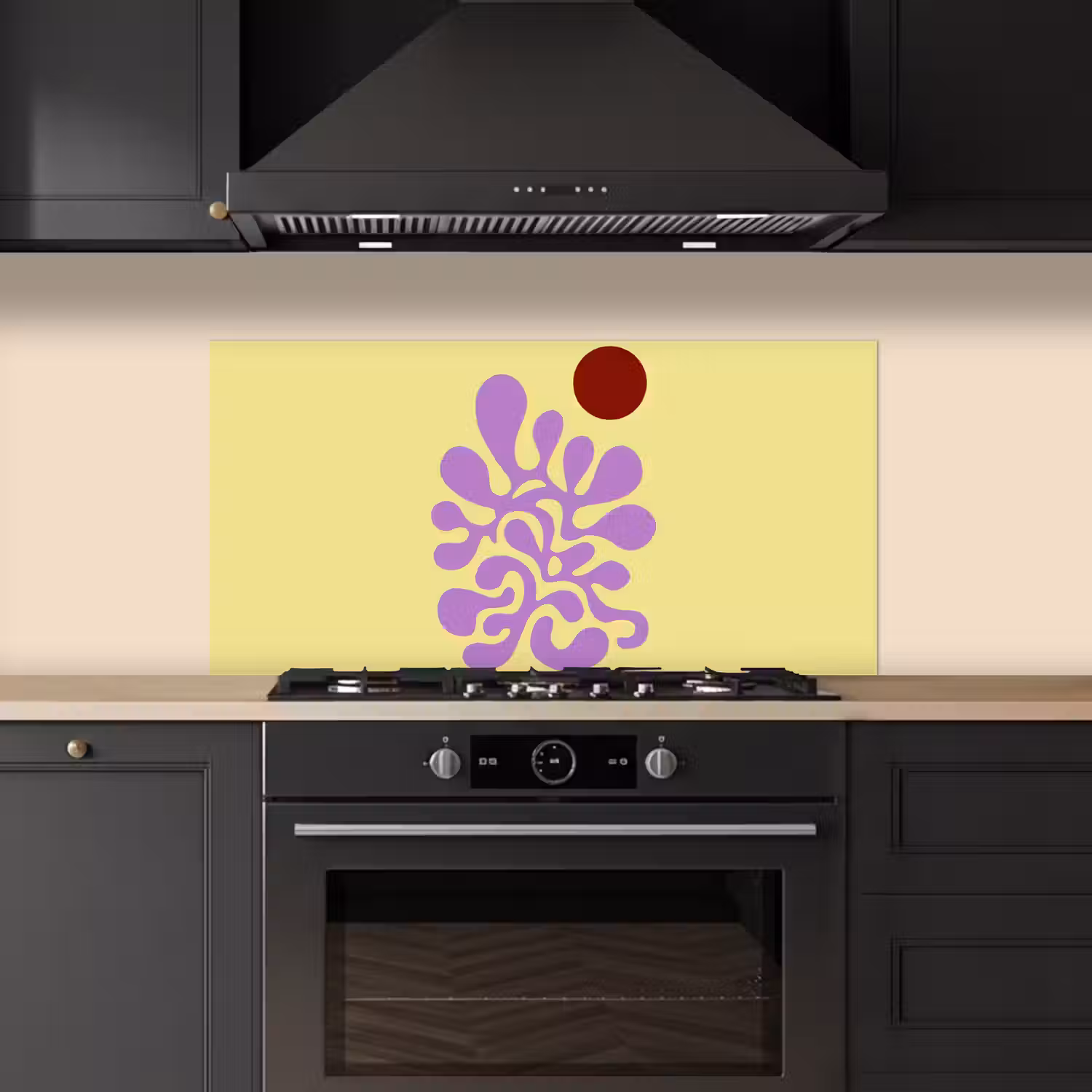Koraal - Cirkel - Abstract - Geel keuken achterwand spatscherm middel -sfeer1