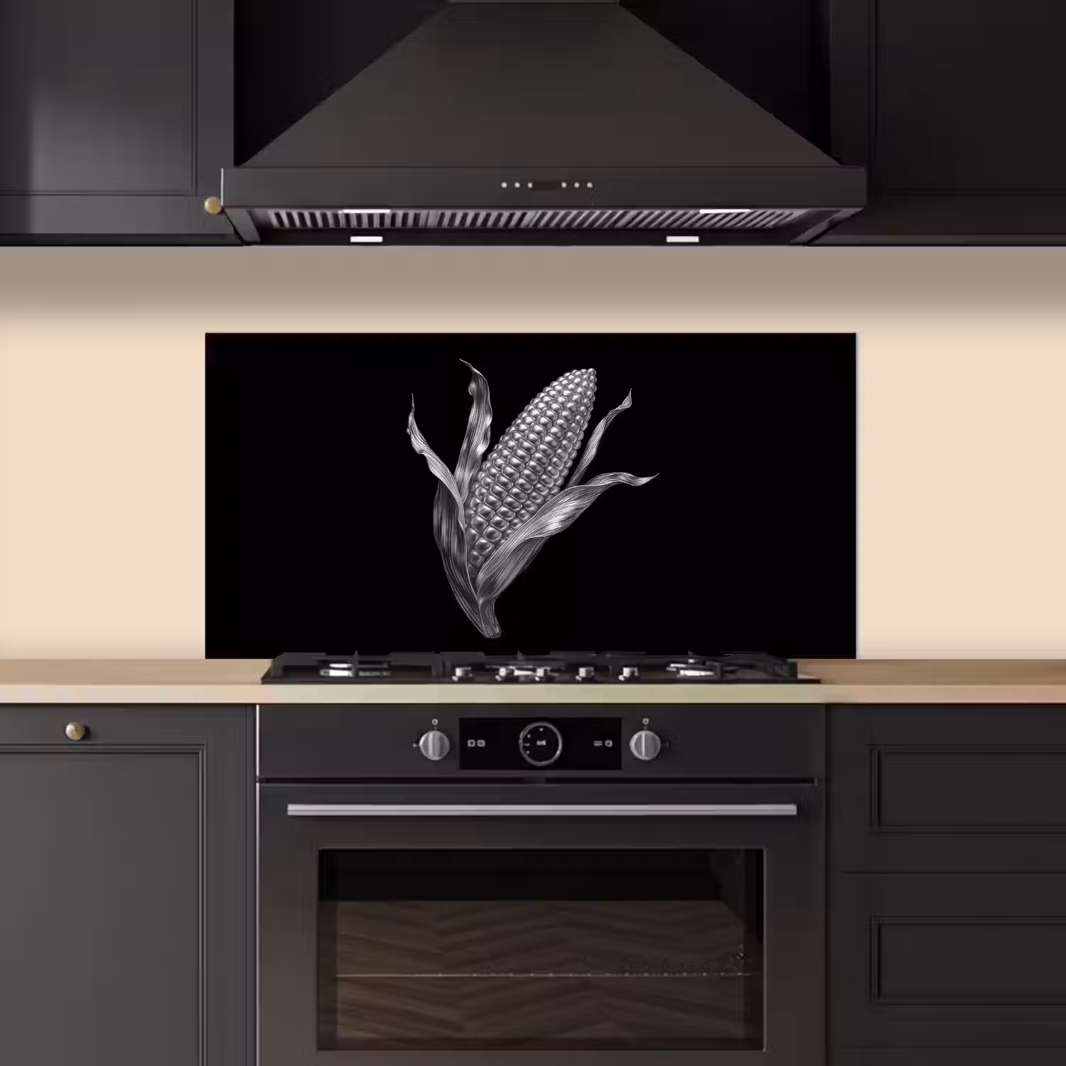 Maïskolf - Glanzend metaal - Elegant keuken achterwand spatscherm middel -sfeer1