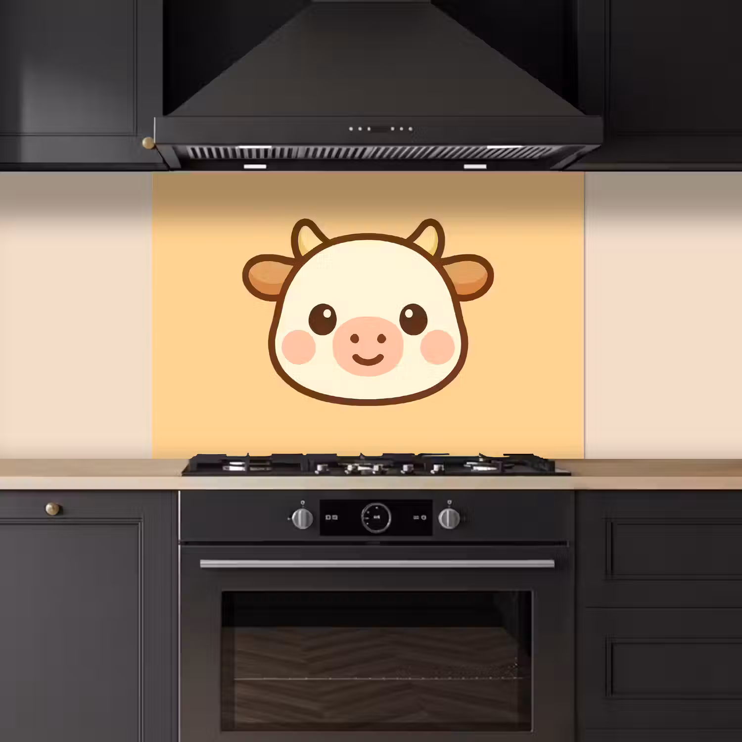 Koe - Oranje - Cartoon keuken achterwand spatscherm middel -sfeer1