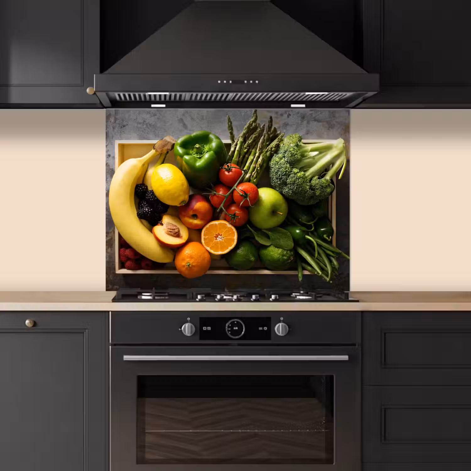 Krat - Fruit - Regenboog keuken achterwand spatscherm middel -sfeer1