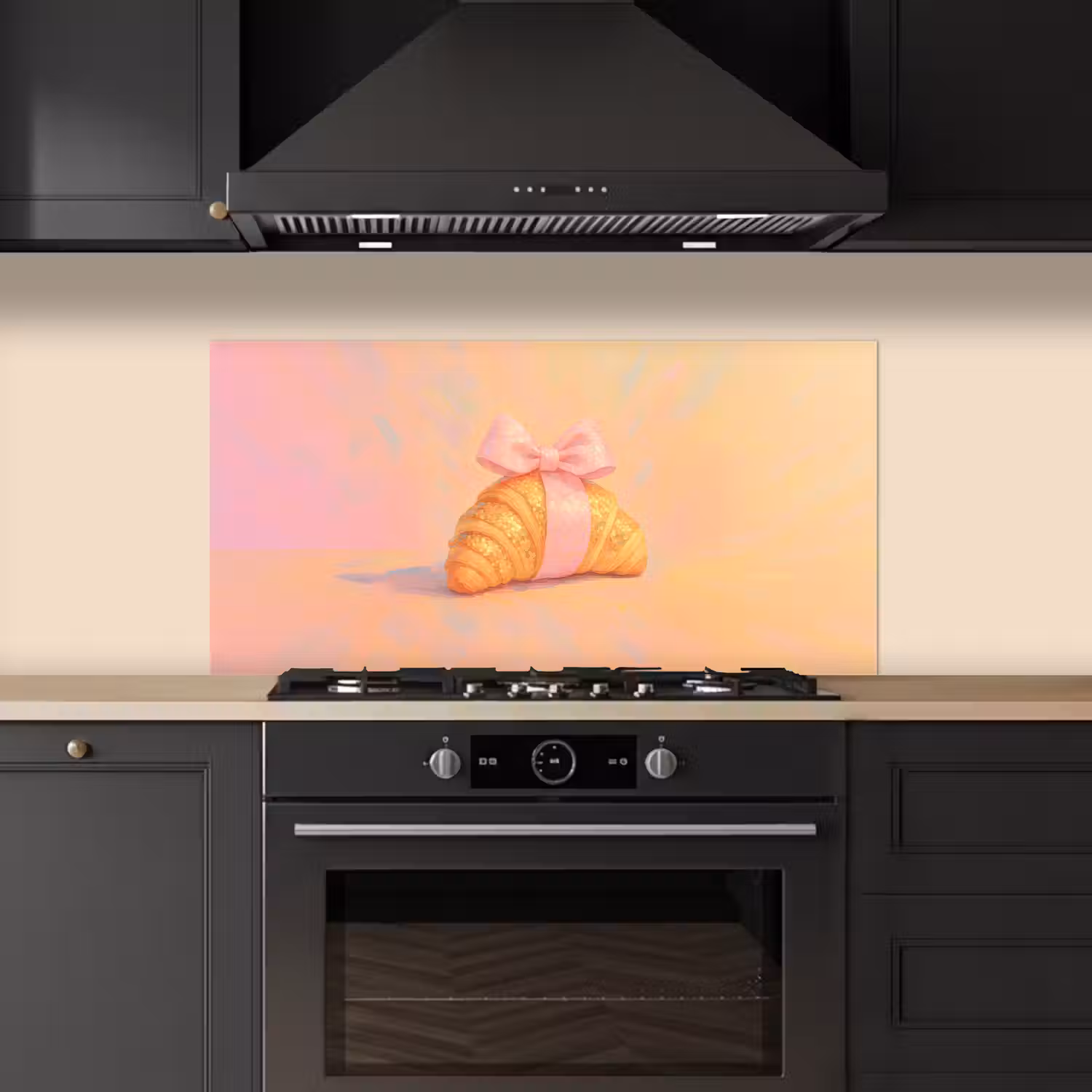 Croissant - Strik - Roze keuken achterwand spatscherm middel -sfeer1