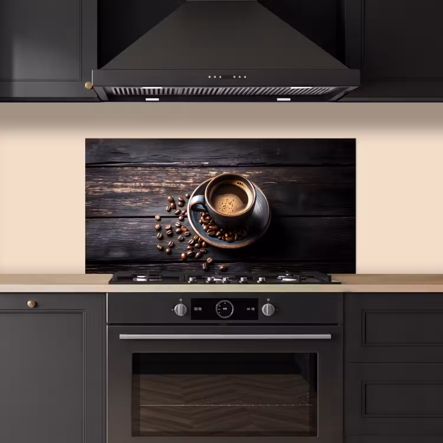 Kop - Koffie - Hout - Bonen keuken achterwand spatscherm middel -sfeer1