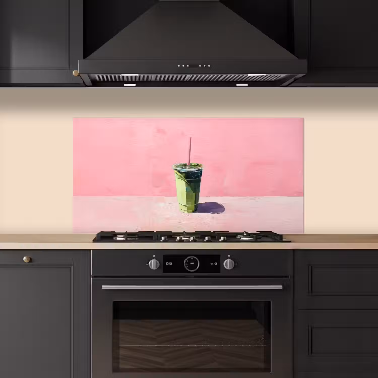 Beker - Rietje - Minimalistisch - Groen keuken achterwand spatscherm middel -sfeer1