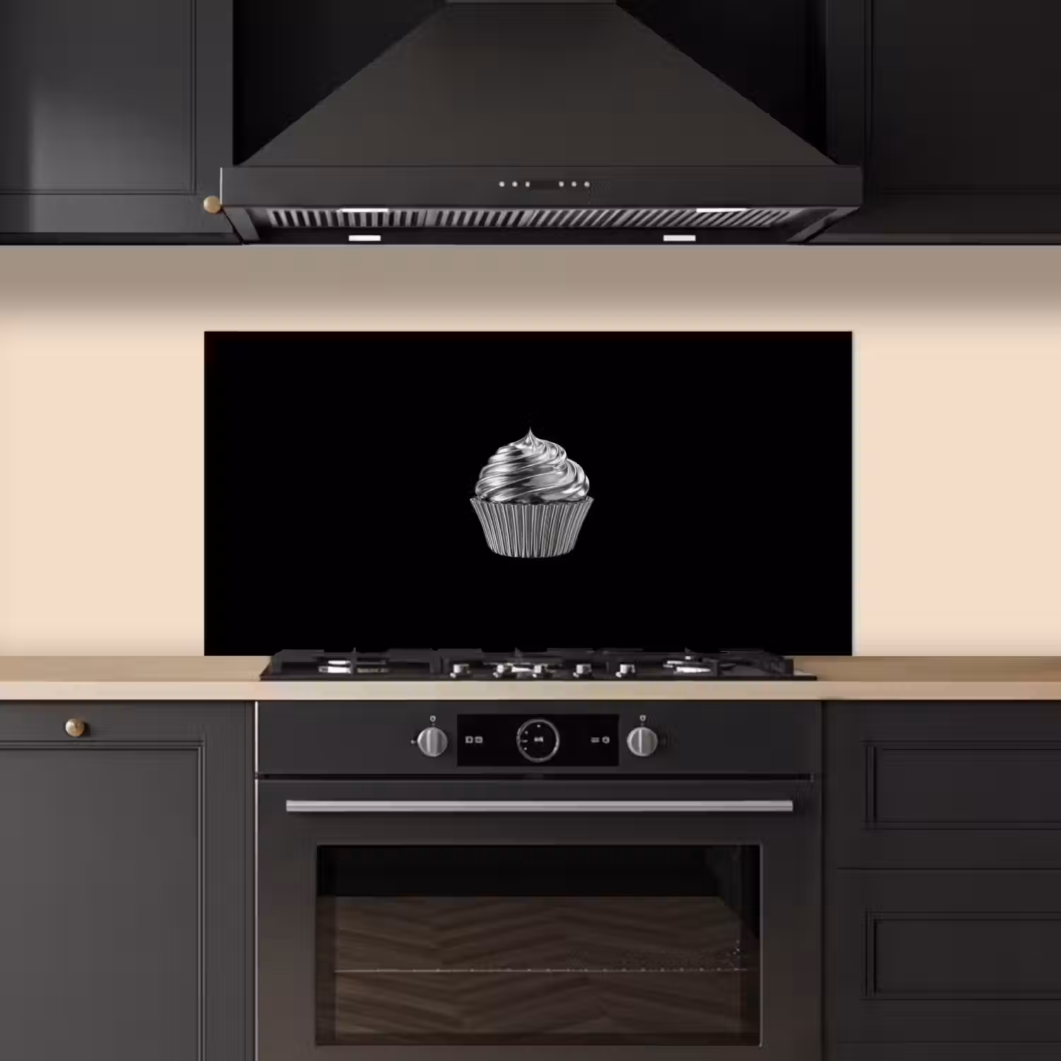 Cupcake - Luxueus - Zilver keuken achterwand spatscherm middel -sfeer1