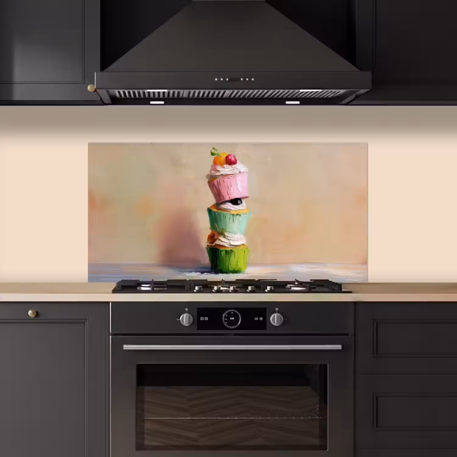 Cupcakes - Gestapeld - Kleurrijk - Fruit keuken achterwand spatscherm middel -sfeer1