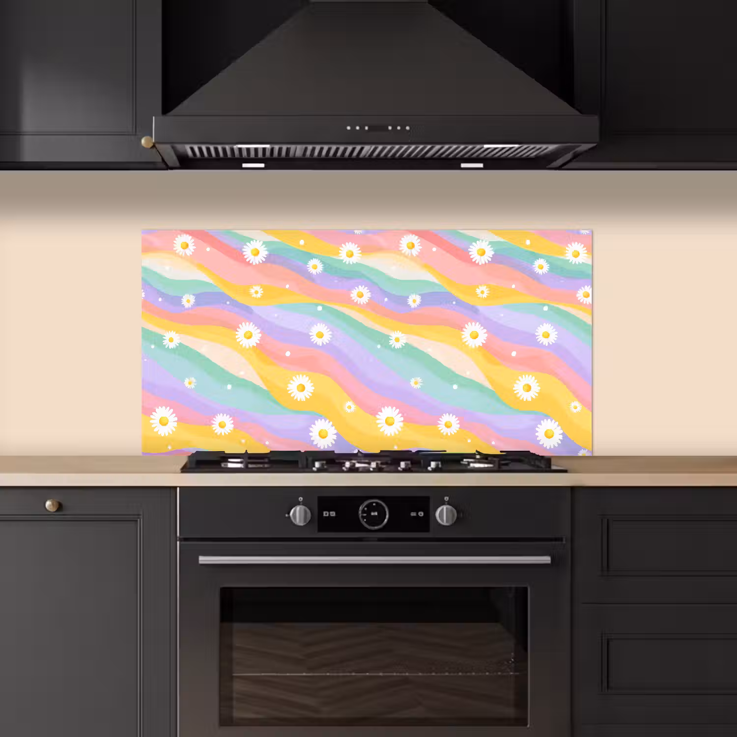 Madeliefjes - Kleurrijk - Pastel keuken achterwand spatscherm middel -sfeer1