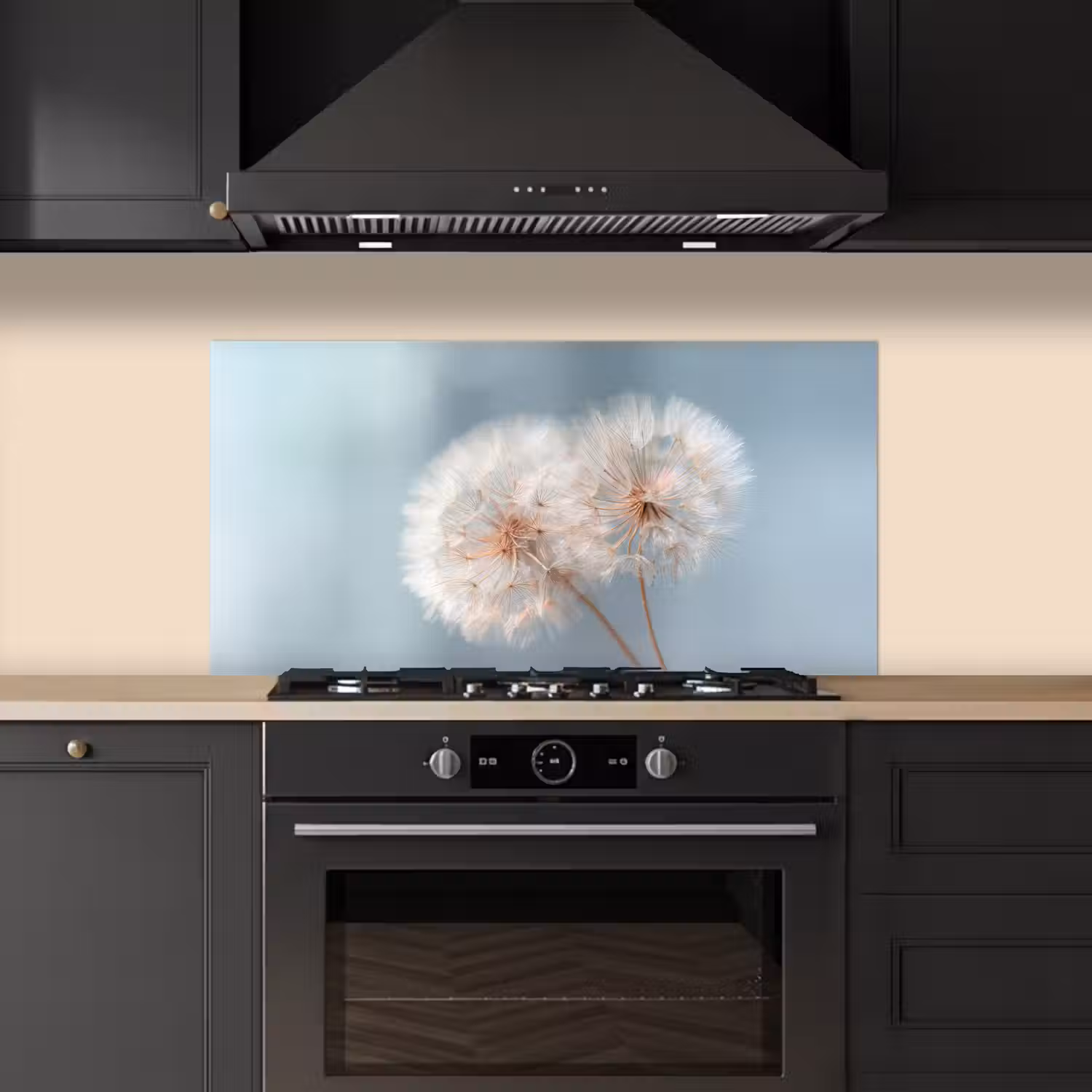 Paardenbloemen - Pluisjes - Wit keuken achterwand spatscherm middel -sfeer1