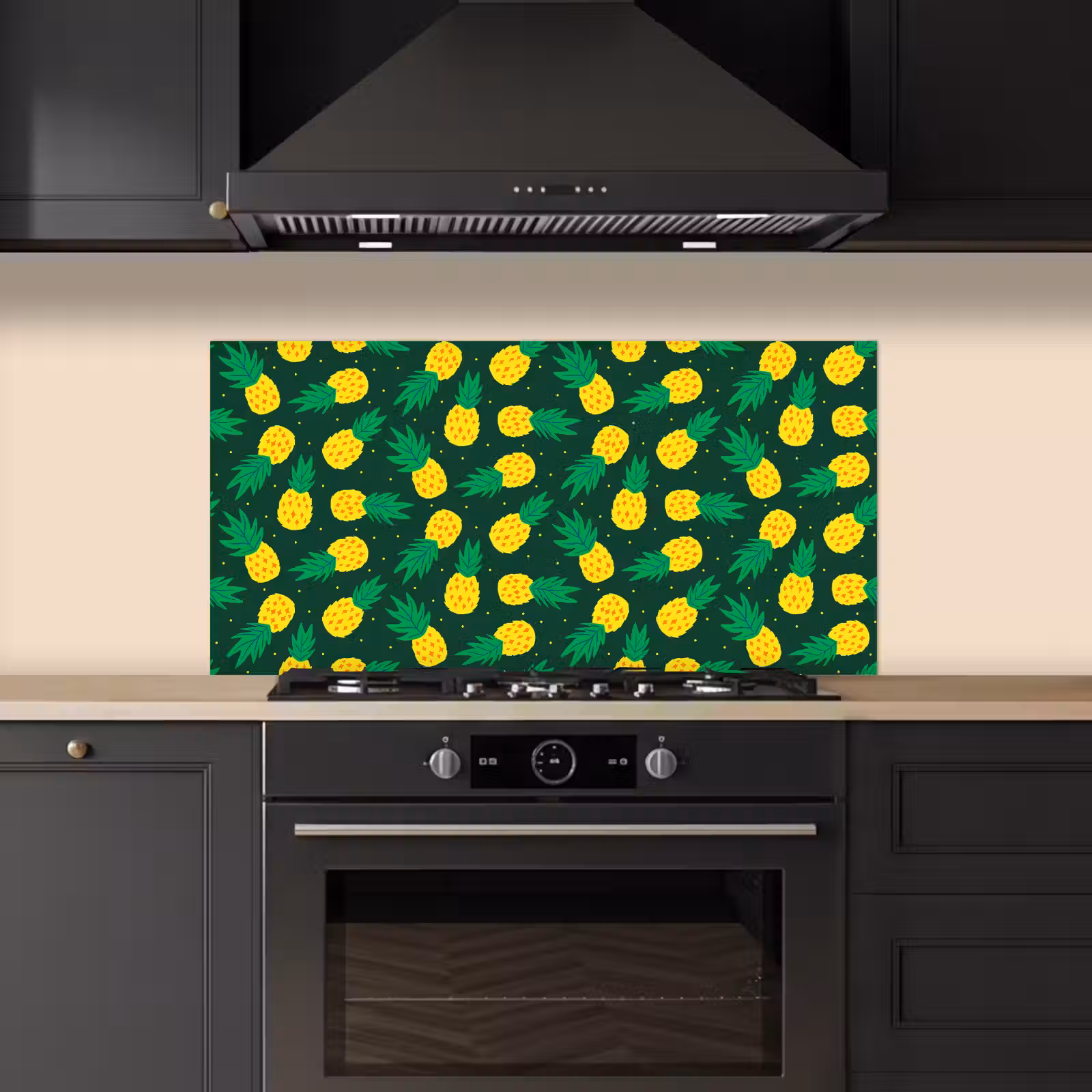 Donkergroen - Ananas - Bladeren keuken achterwand spatscherm middel 899 -sfeer1