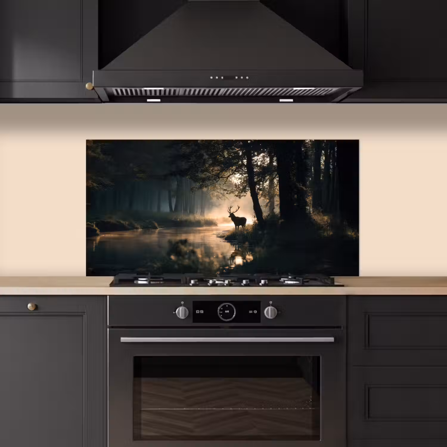 Hert - Bosbeek - Mystiek keuken achterwand spatscherm middel -sfeer1