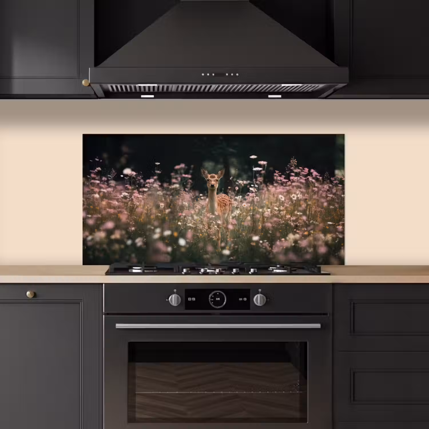 Hert - Wilde bloemen - Bos keuken achterwand spatscherm middel -sfeer1