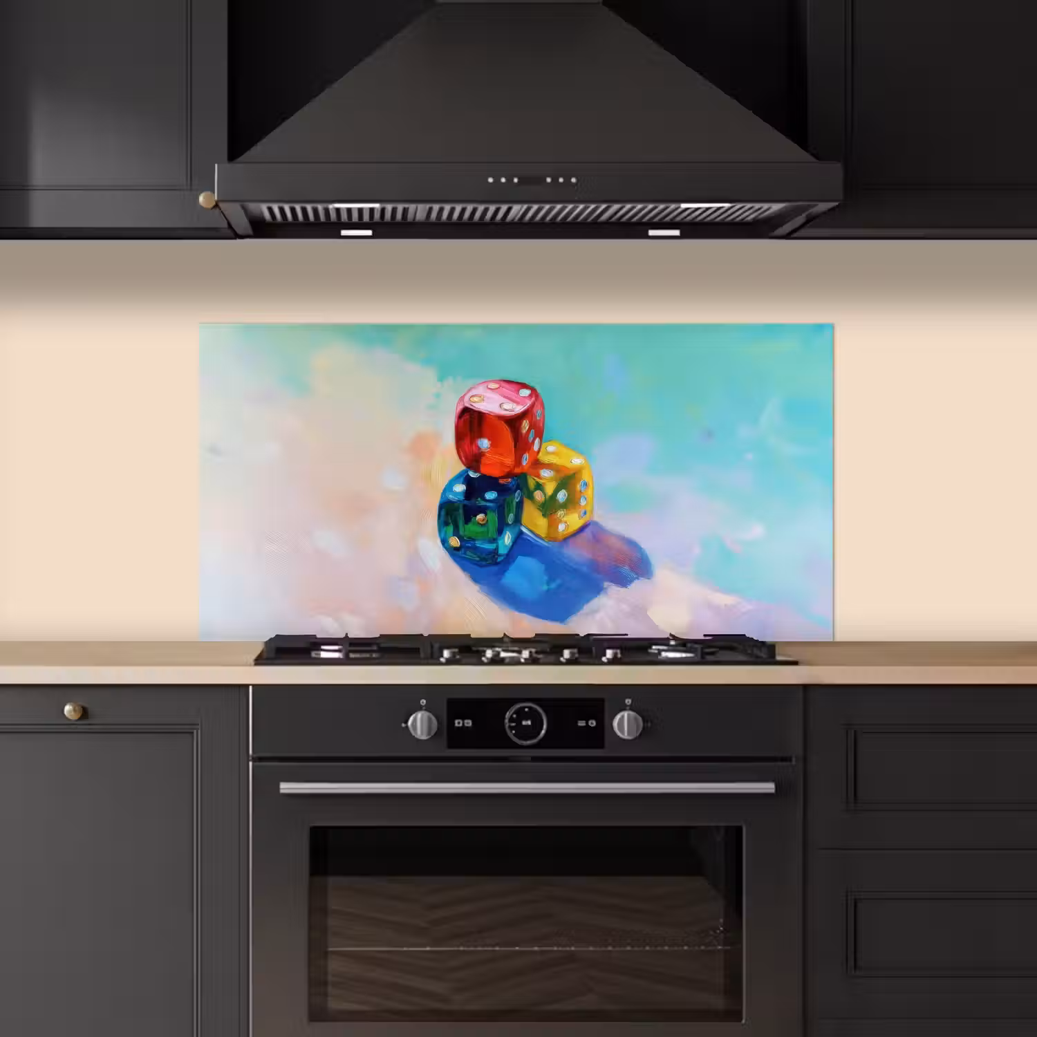 Dobbelstenen - Kleurrijk - Getallen - Stipjes keuken achterwand spatscherm middel -sfeer1