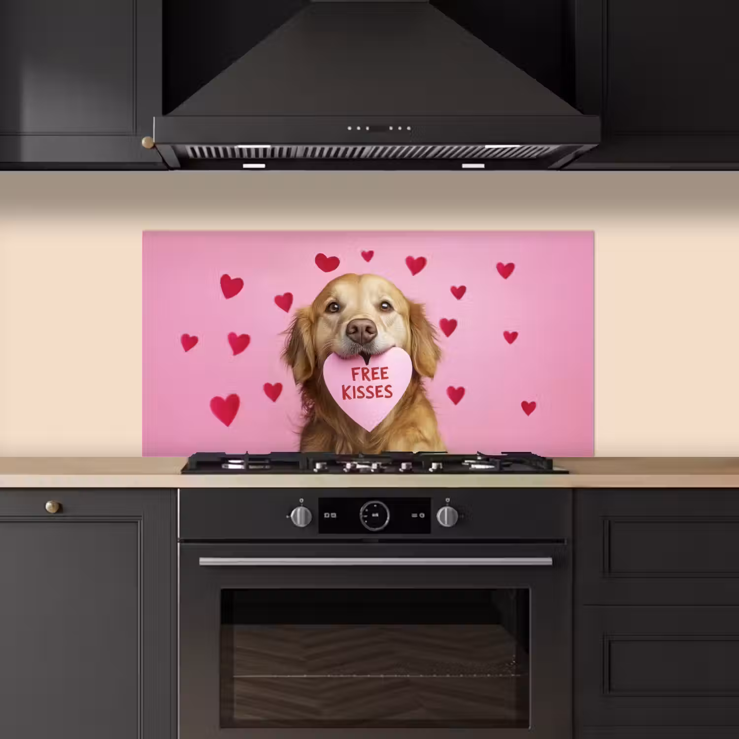 Hond - Kiss- Valentijn - Hartjes keuken achterwand spatscherm middel -sfeer1