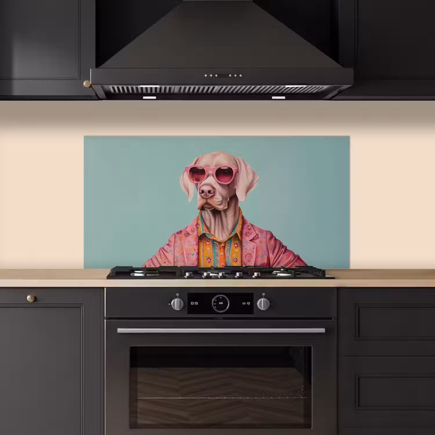 Hond - Overhemd - Bloemen - Bril keuken achterwand spatscherm middel -sfeer1