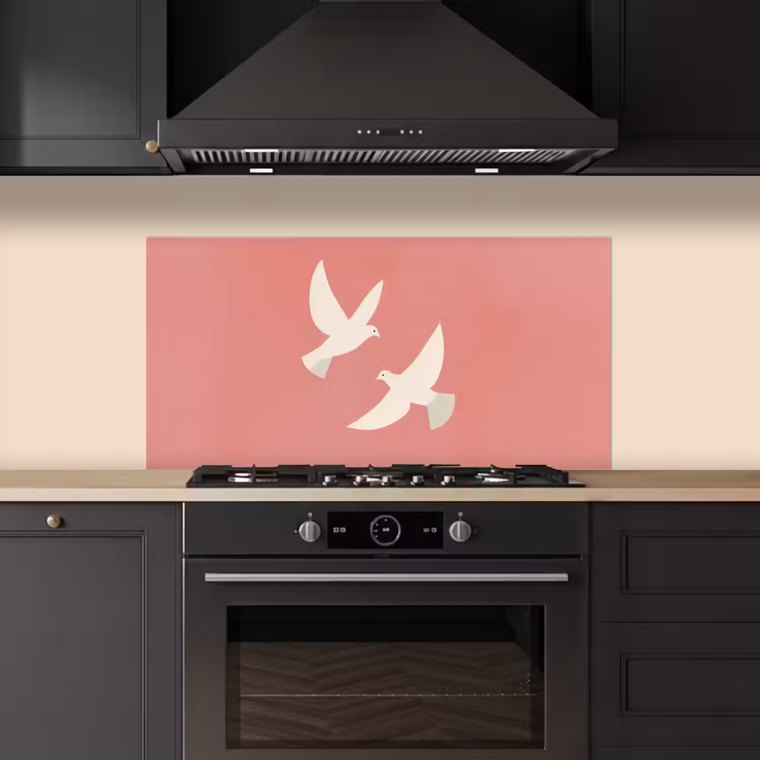 Duiven - Wit - Sierlijk keuken achterwand spatscherm middel -sfeer1