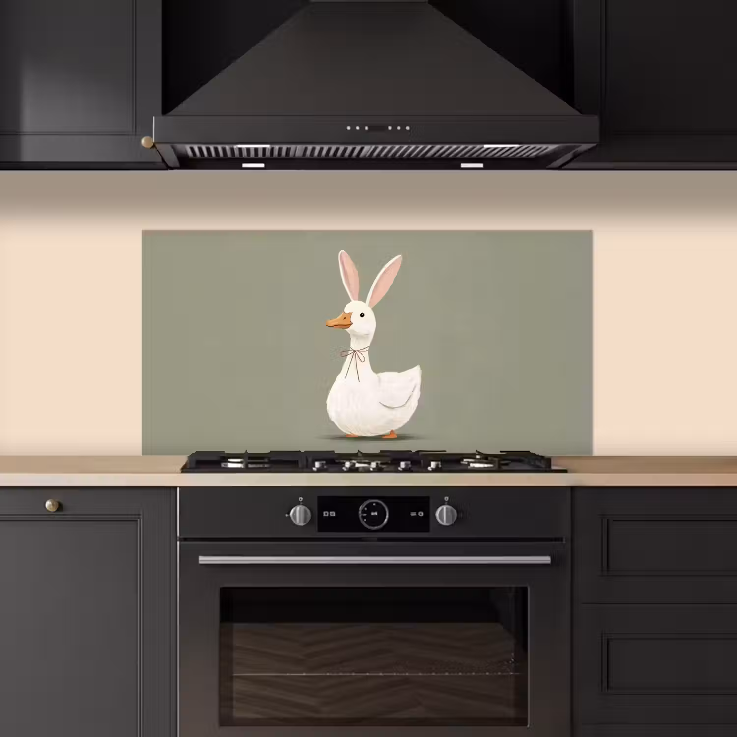 Eend - Konijnoren - Grijs keuken achterwand spatscherm middel -sfeer1