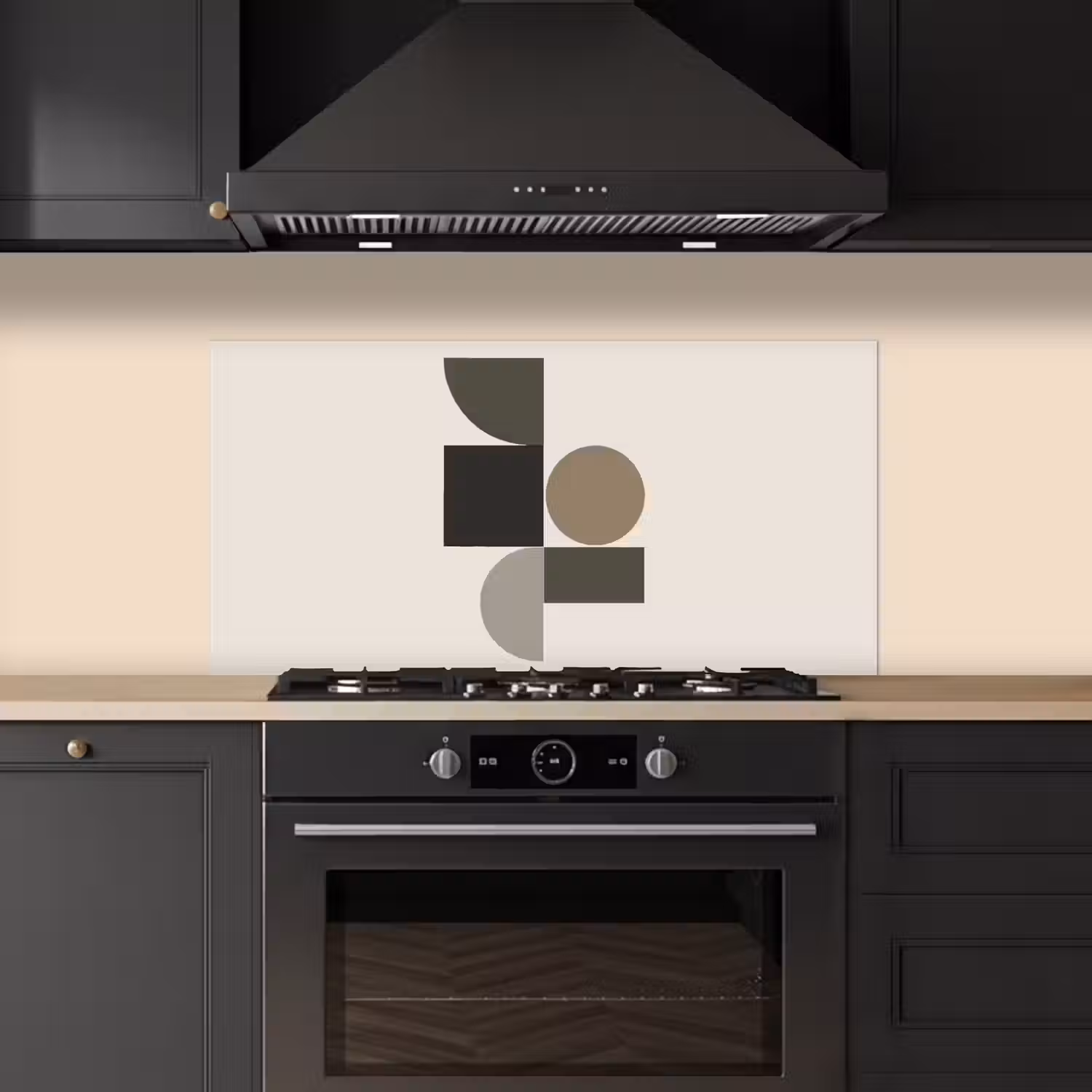 Aardetinten - Abstracte compositie - Eenvoudige vormen keuken achterwand spatscherm middel -sfeer1