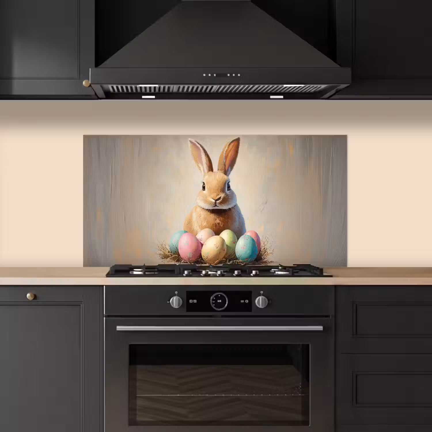 Paashaas - Pastel - Eieren keuken achterwand spatscherm middel -sfeer1