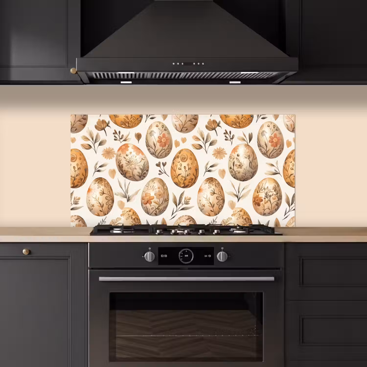 Paaseieren - Bruin - Bloemen keuken achterwand spatscherm middel -sfeer1
