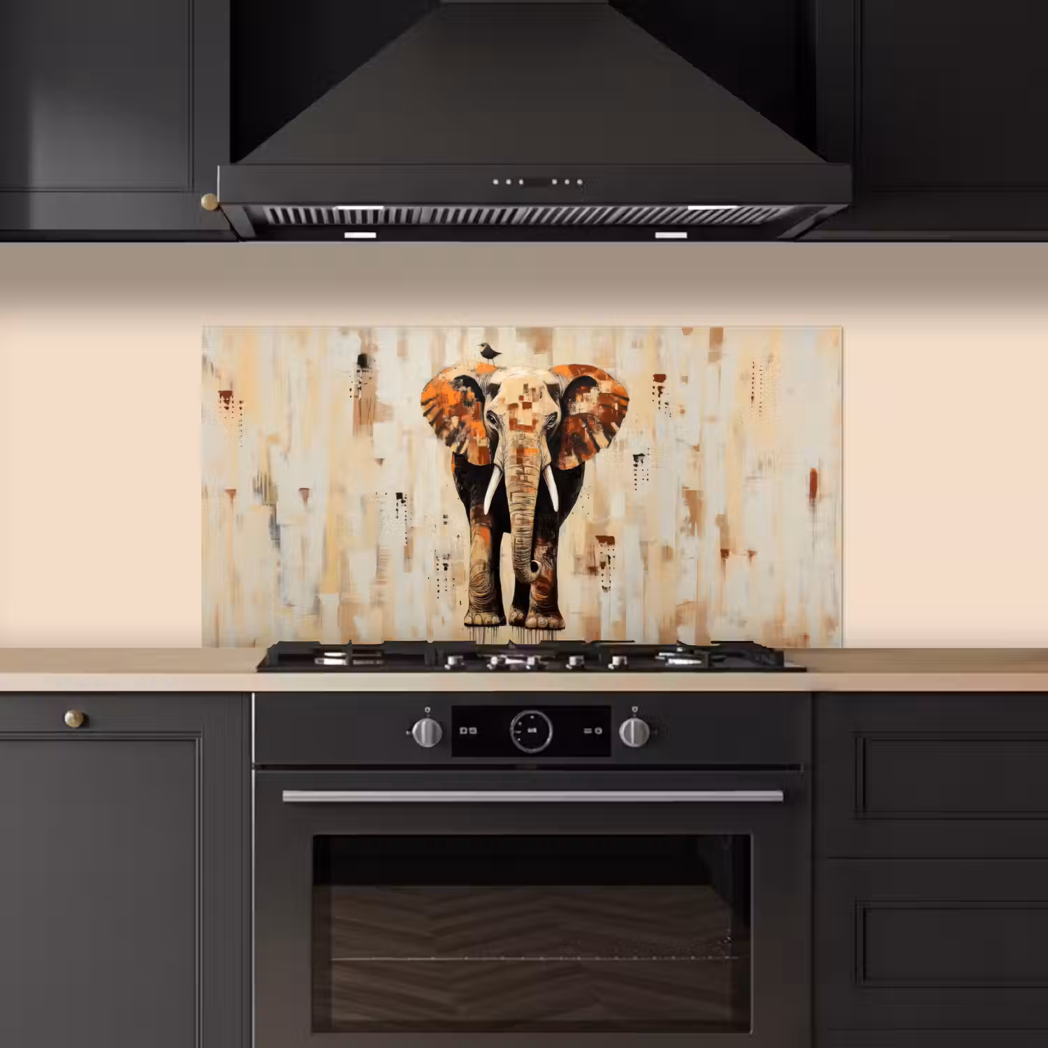 Olifant - Slurf - Mozaïek - Abstract keuken achterwand spatscherm middel -sfeer1