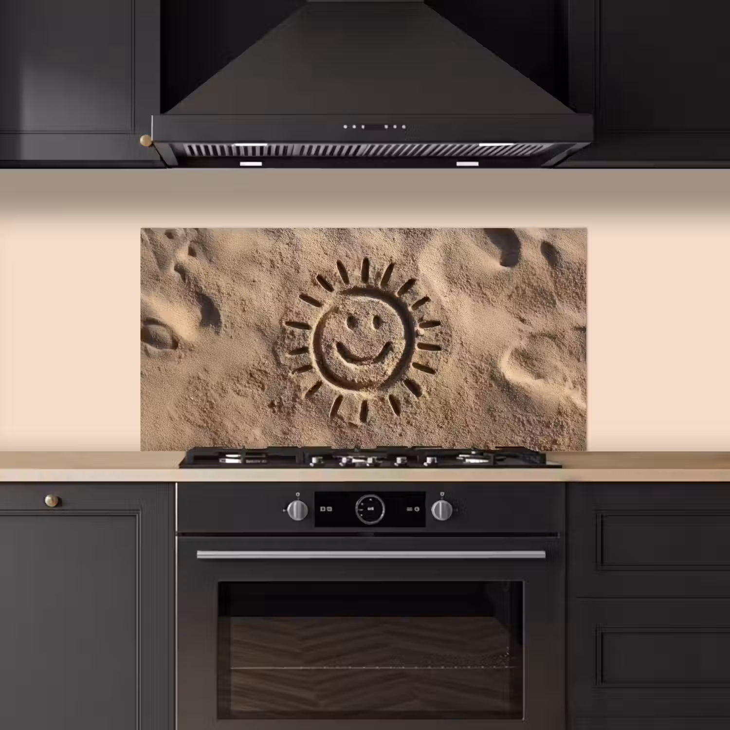 Gezichtje - Zon - Zand - Getekend keuken achterwand spatscherm middel -sfeer1