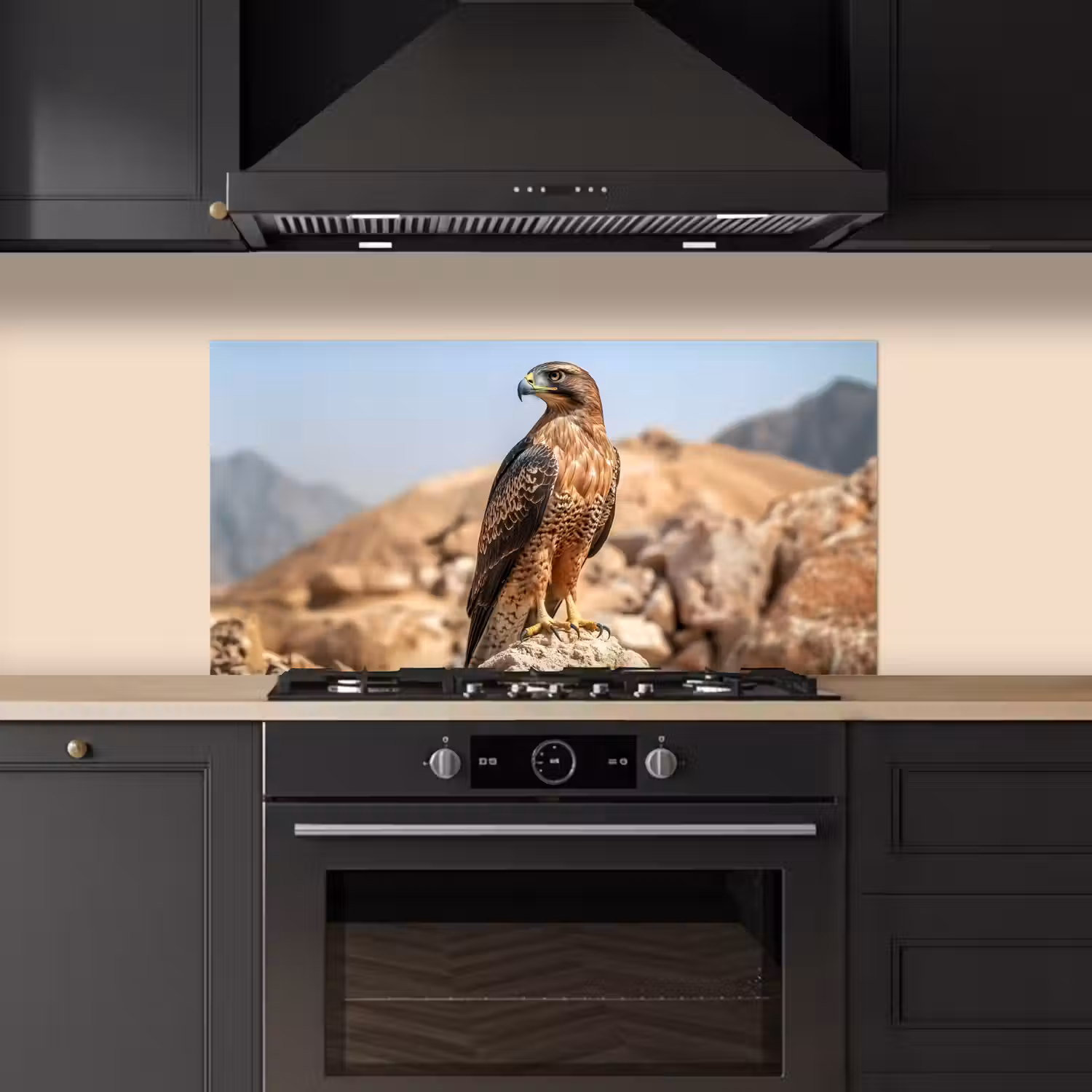 Valk - Vogel - Rots - Macht keuken achterwand spatscherm middel -sfeer1