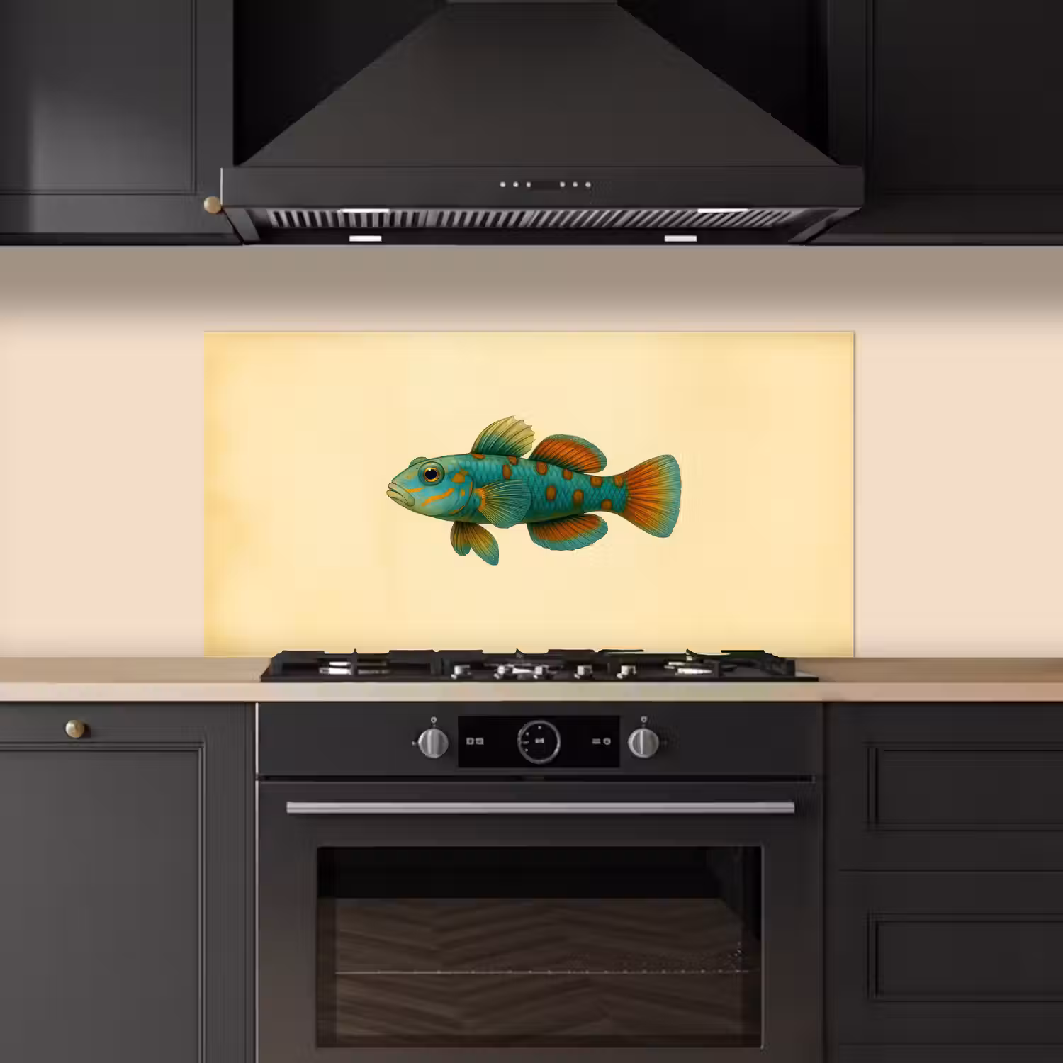 Vis - Blauw - Stippen - Schubben keuken achterwand spatscherm middel -sfeer1