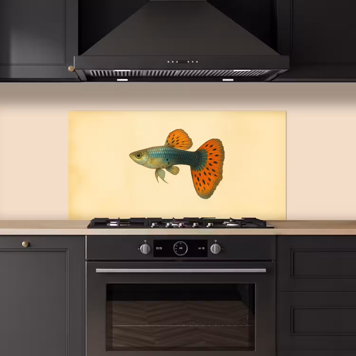 Vis - illustratie - Stippen - Oranje keuken achterwand spatscherm middel -sfeer1
