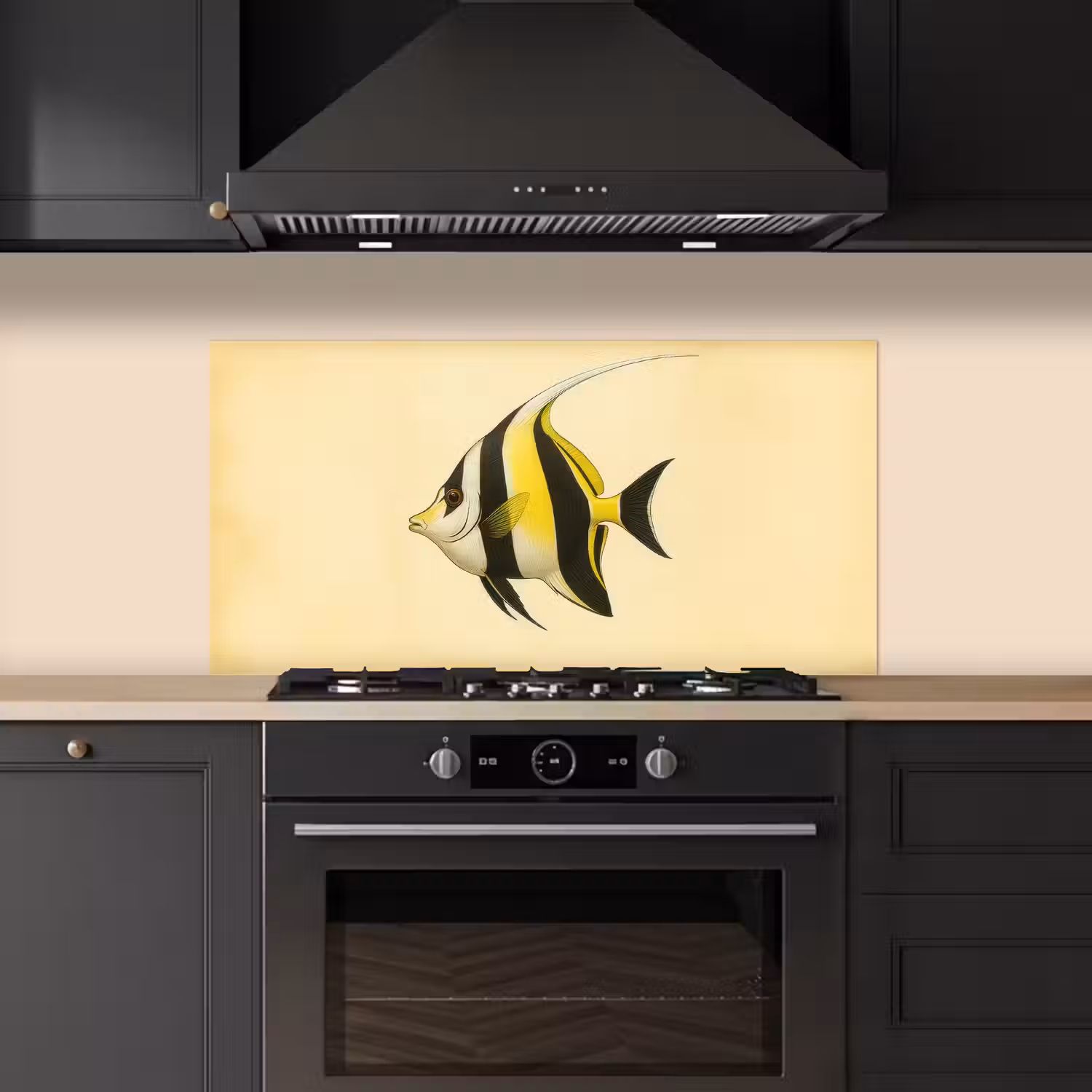 Vis - Sierlijk - Rugvin - Geel keuken achterwand spatscherm middel -sfeer1