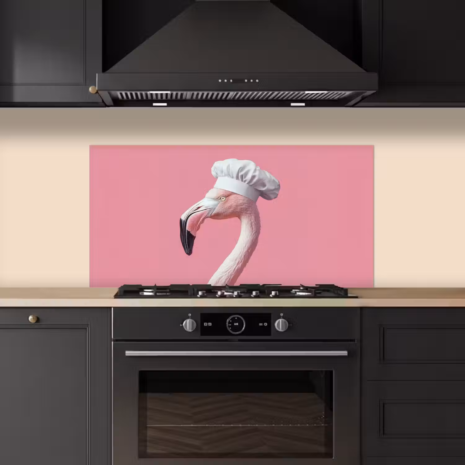 Flamingo - Roze - Koksmuts - Vogel keuken achterwand spatscherm middel -sfeer1
