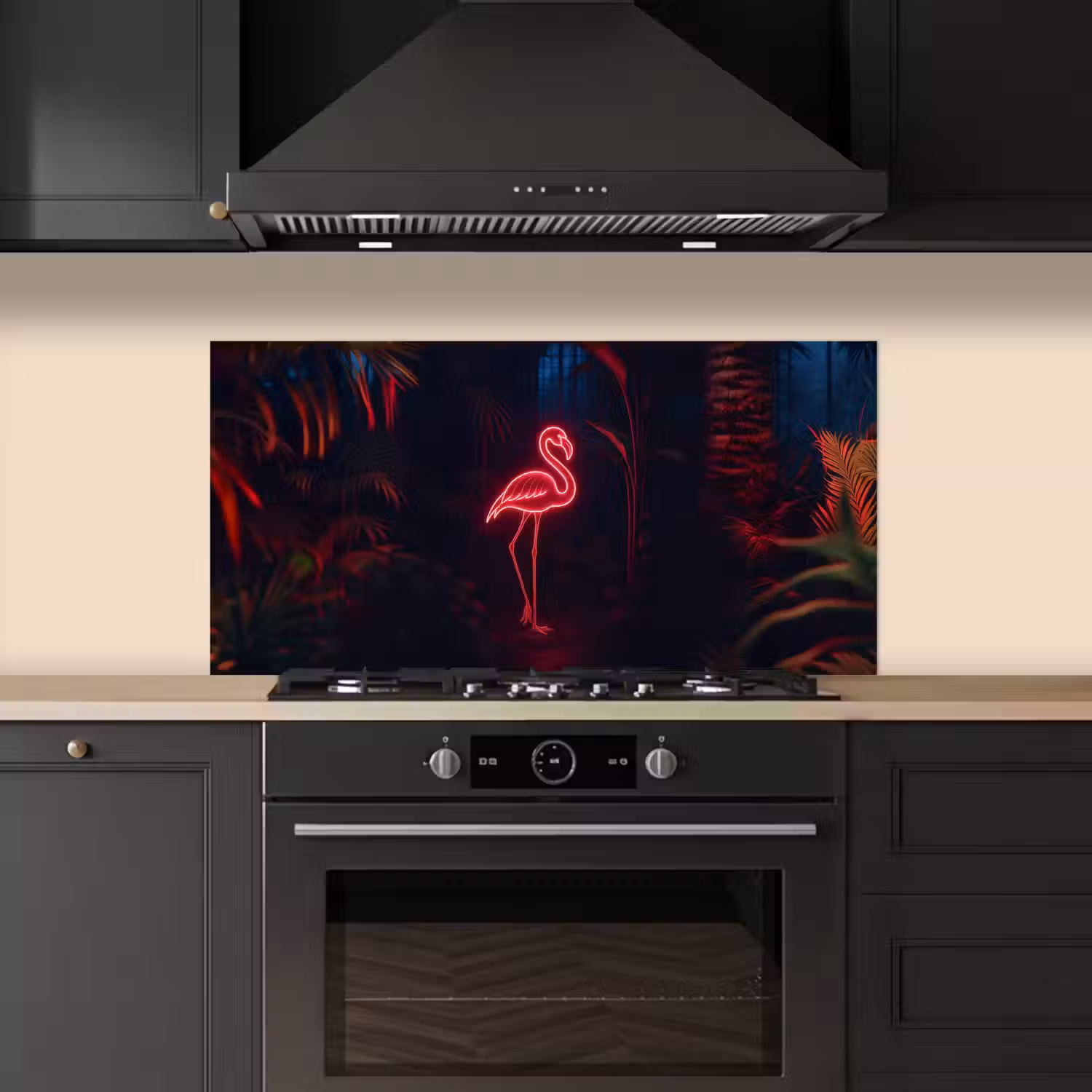 Flamingo - Roze - Neon - Licht keuken achterwand spatscherm middel -sfeer1