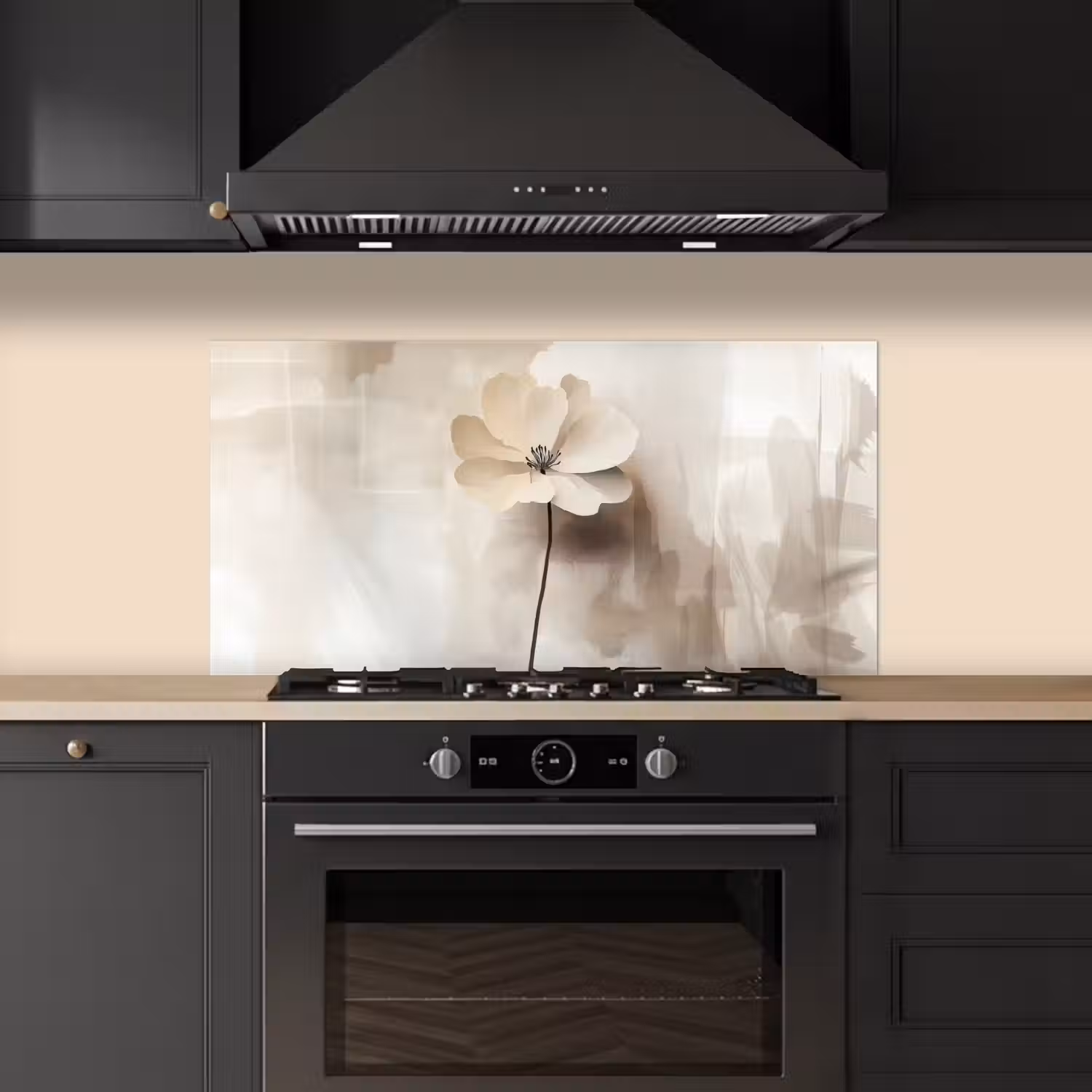 Bloem - Beige - Verf - Schaduw keuken achterwand spatscherm middel -sfeer1