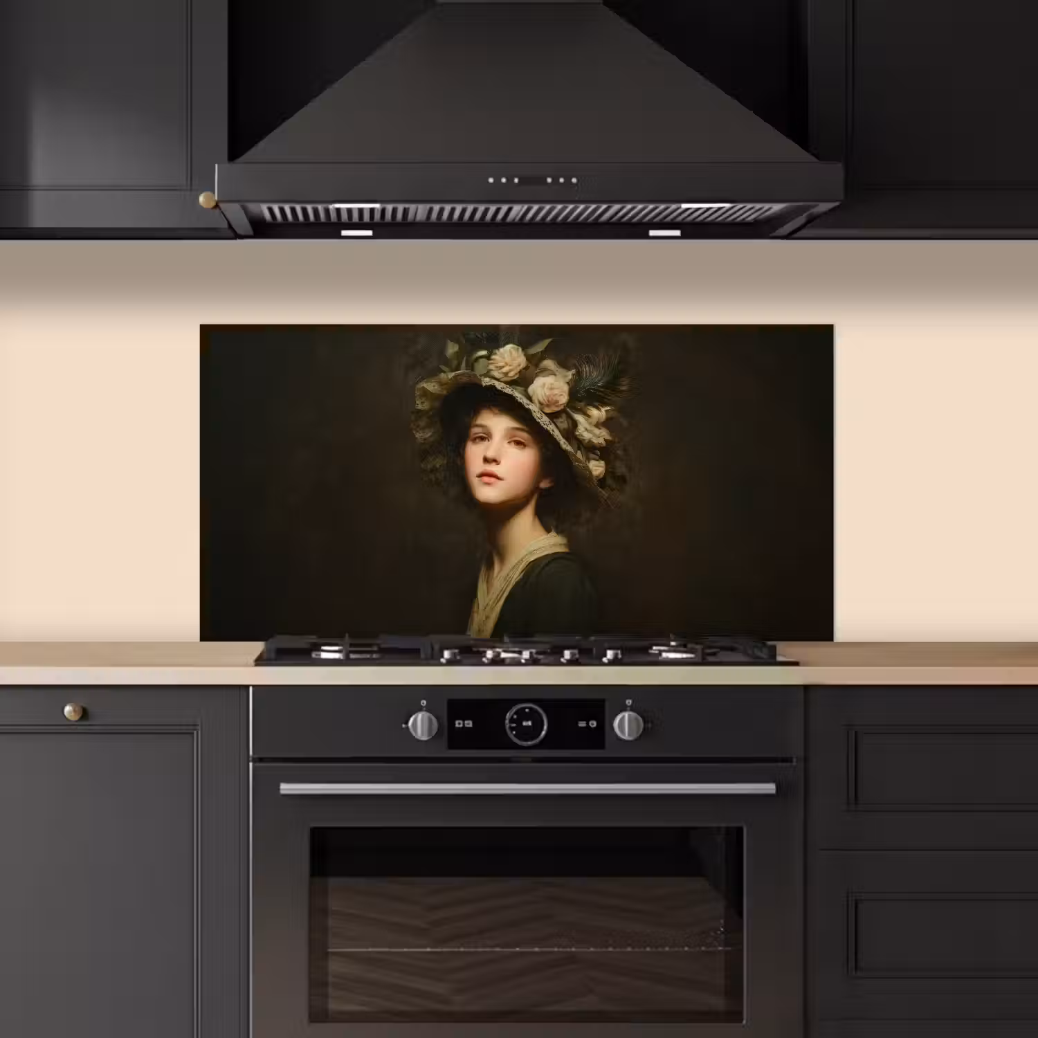 Bloemenhoed - Portret - Vrouw keuken achterwand spatscherm middel -sfeer1