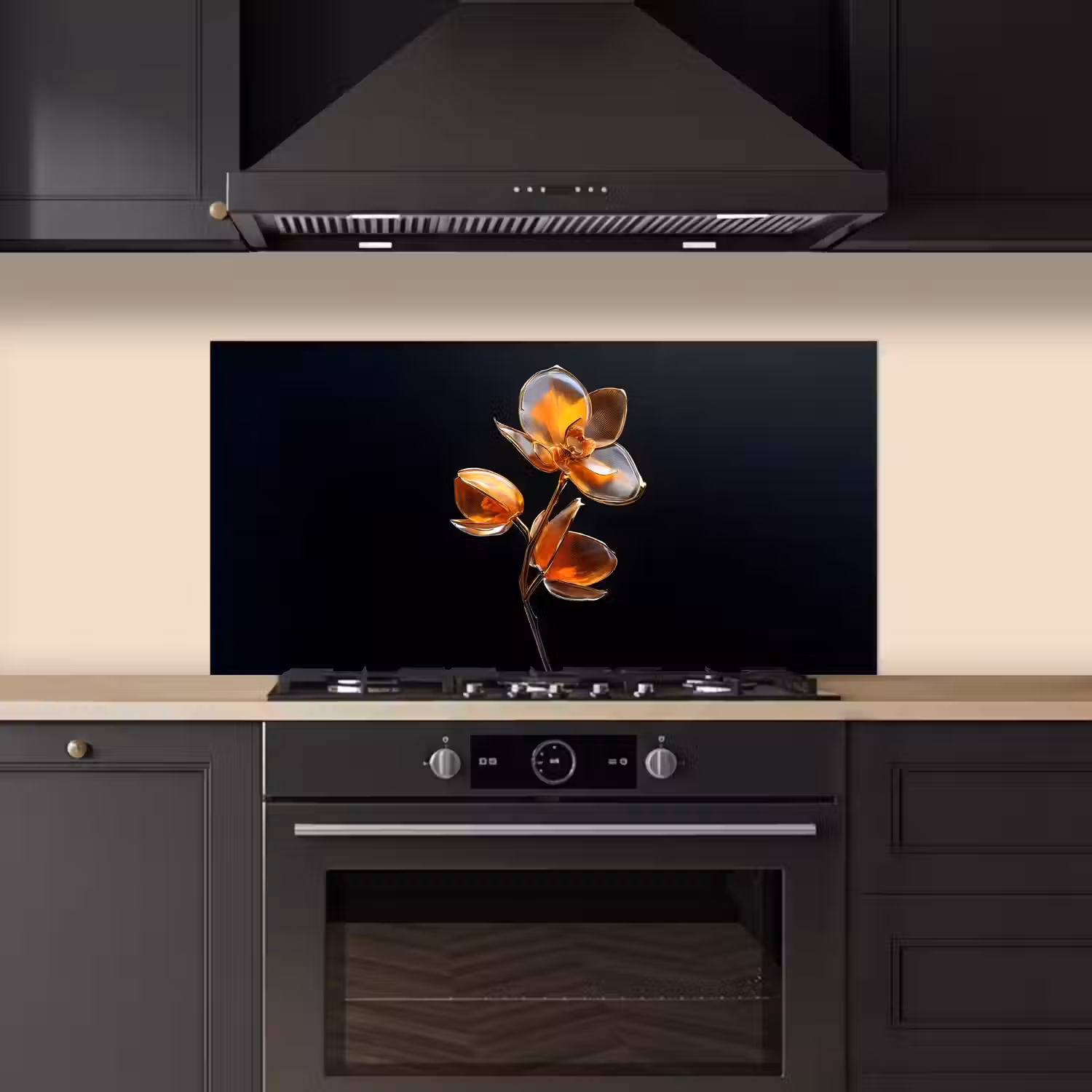 Bloem - Orchidee - Oranje keuken achterwand spatscherm middel -sfeer1