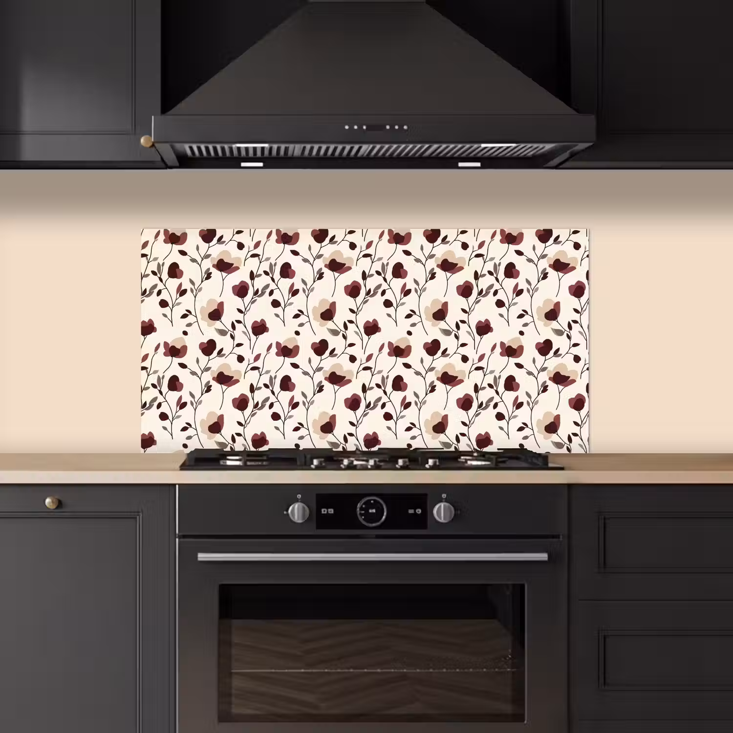 Bloemen - Botanisch - Bordeaux keuken achterwand spatscherm middel 899 -sfeer1