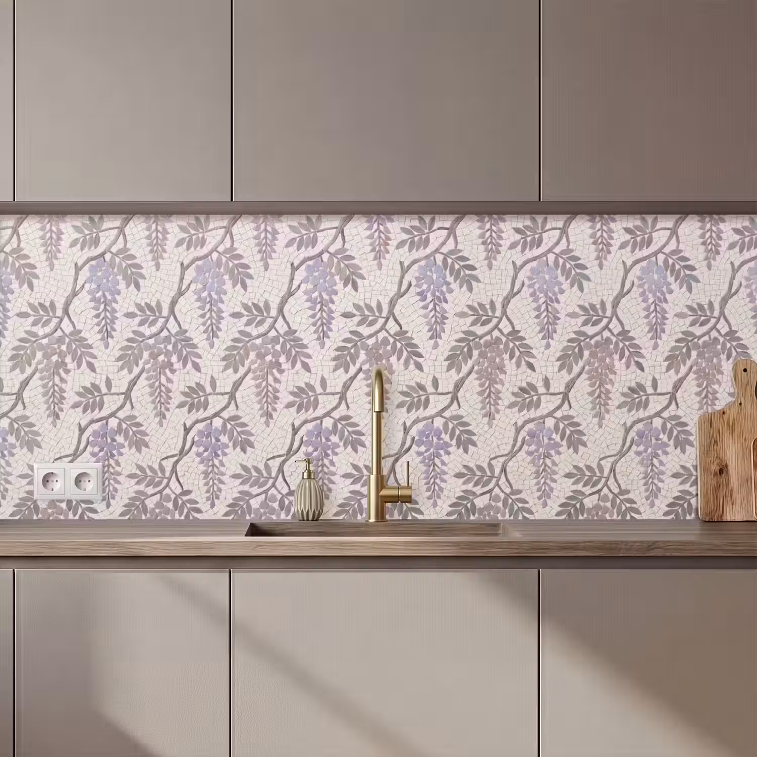 Bloemen - Mozaïek - Natuur - Patroon - Paars keuken achterwand 2 middel zz_3dshopping