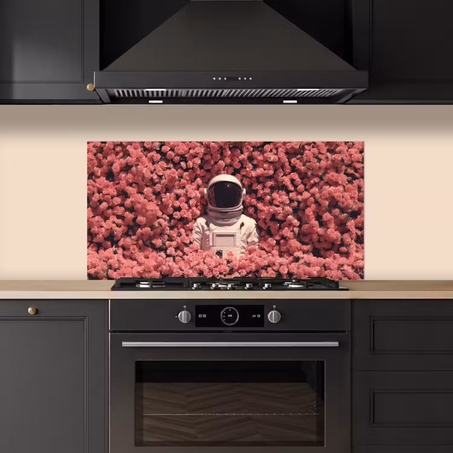 Bloemen - Roze - Astronaut keuken achterwand spatscherm middel -sfeer1