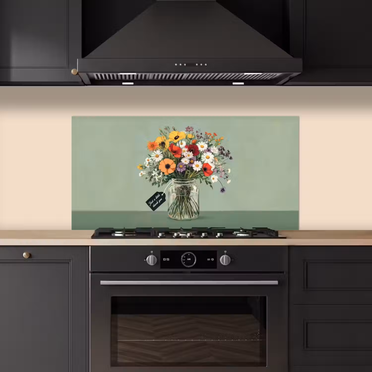 Bloemen - Vaas - Kaartje keuken achterwand spatscherm middel -sfeer1