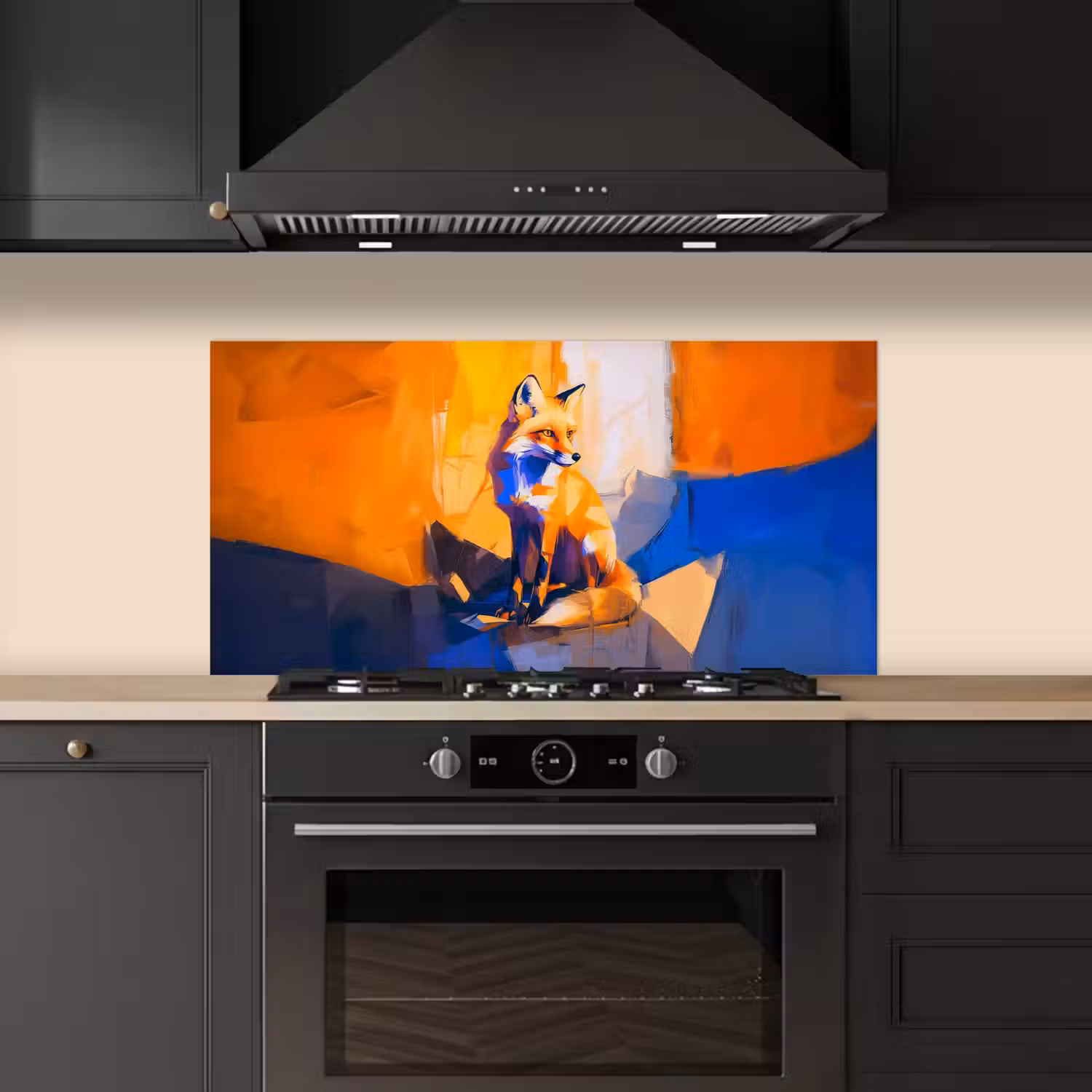 Vos - Oranje - Vormen - Abstract keuken achterwand spatscherm middel -sfeer1