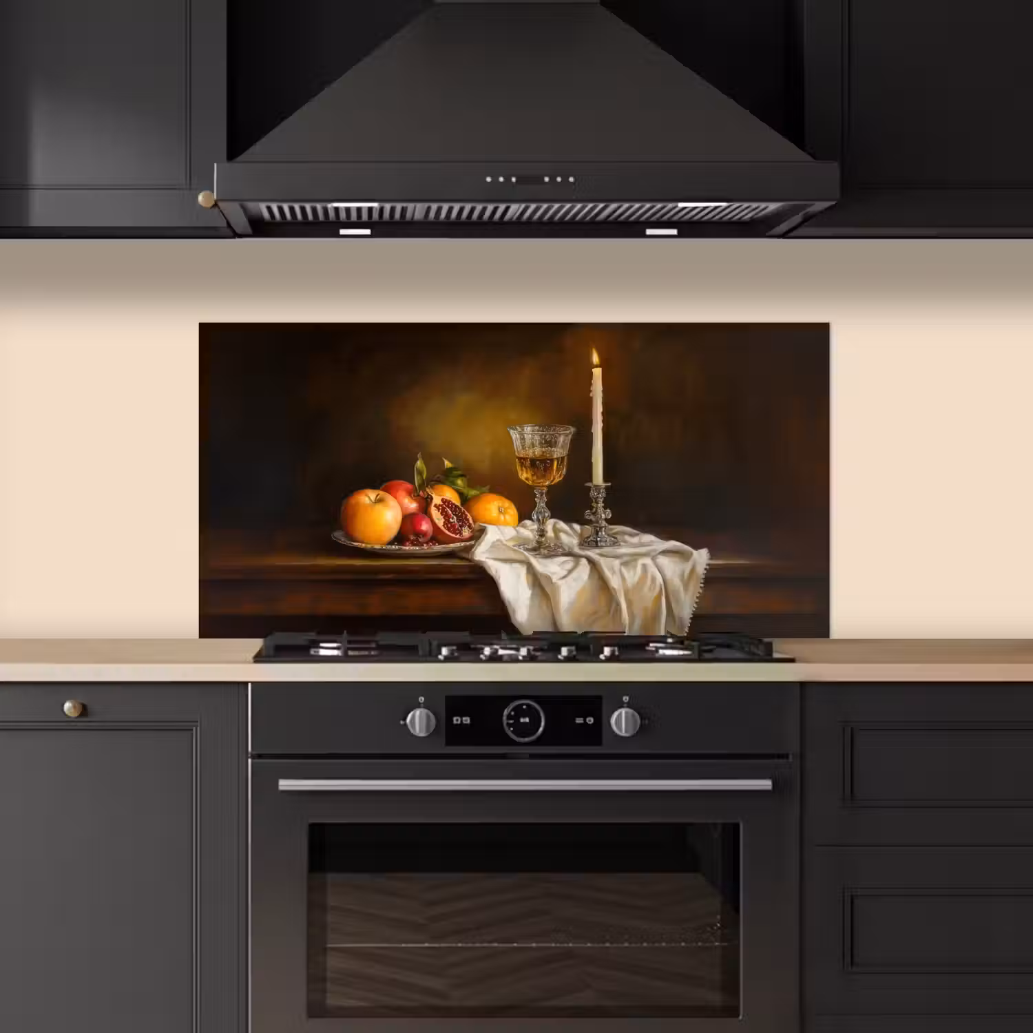 Fruit - Stilleven - Wijn - Kaars keuken achterwand spatscherm middel -sfeer1