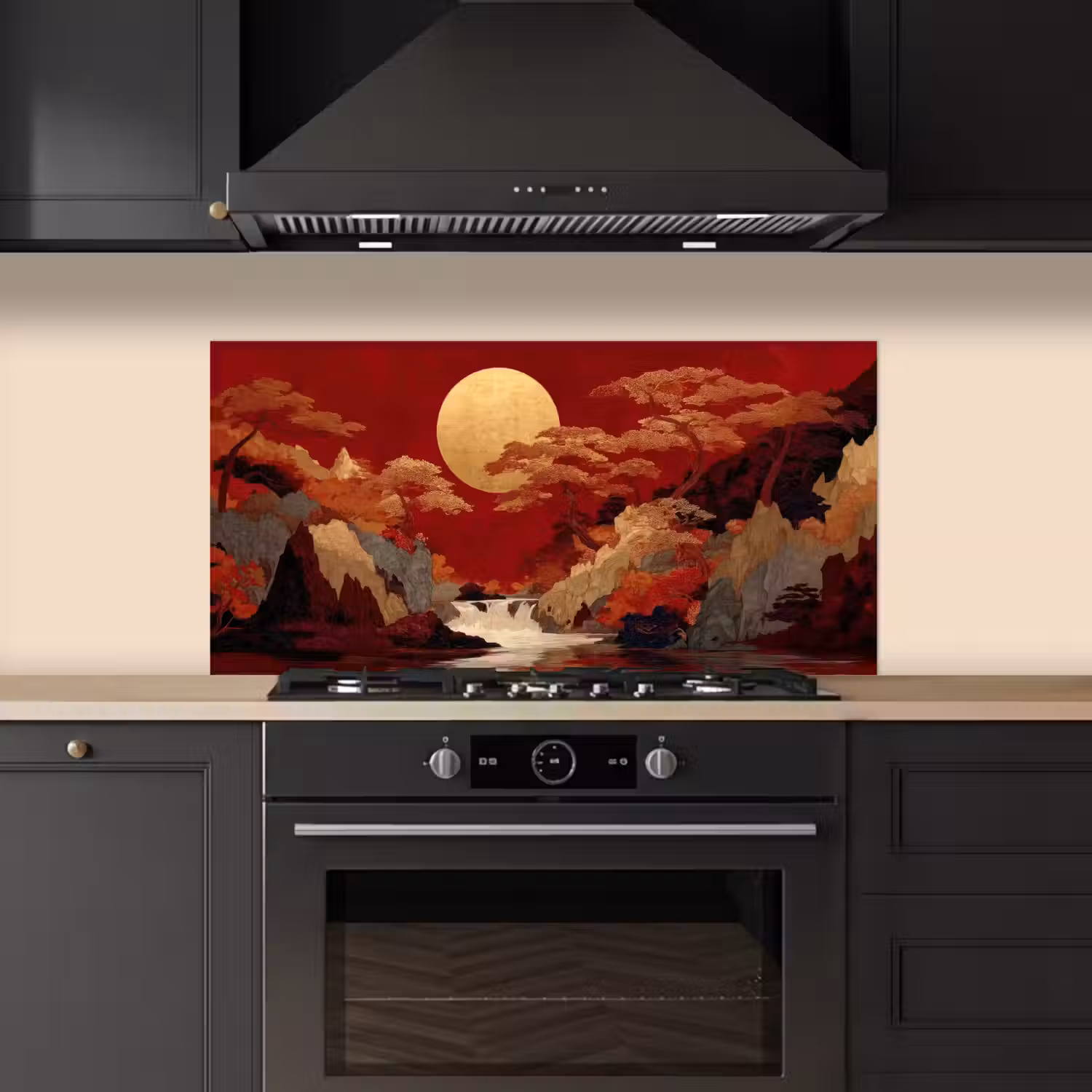Volle maan - Landschap - Waterval keuken achterwand spatscherm middel -sfeer1