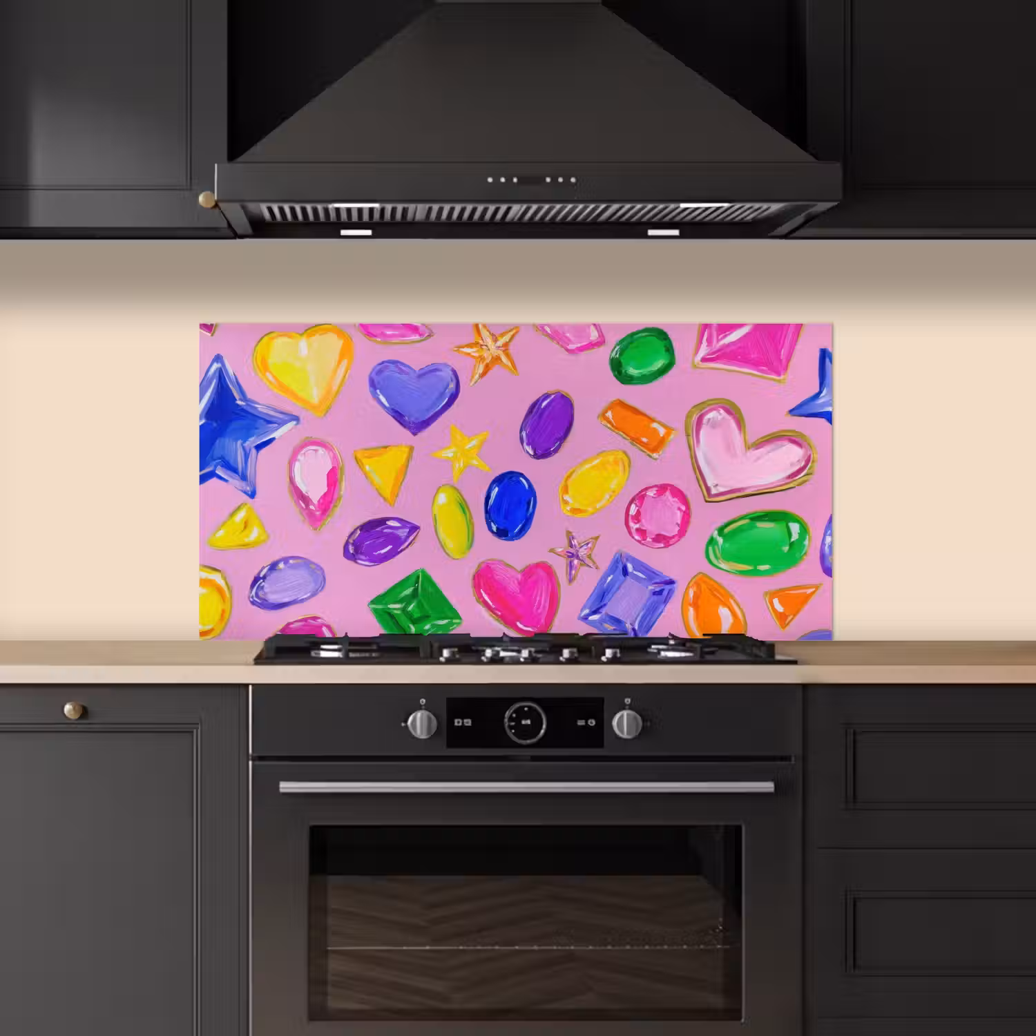 Edelstenen - Vormen - Hartje - Kleurrijk keuken achterwand spatscherm middel -sfeer1