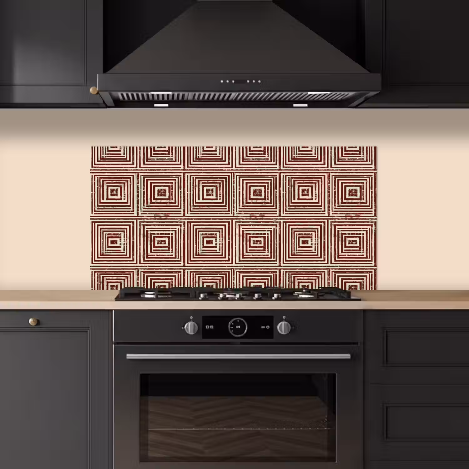 Geometrisch - Patroon - Rood keuken achterwand spatscherm middel 899 -sfeer1