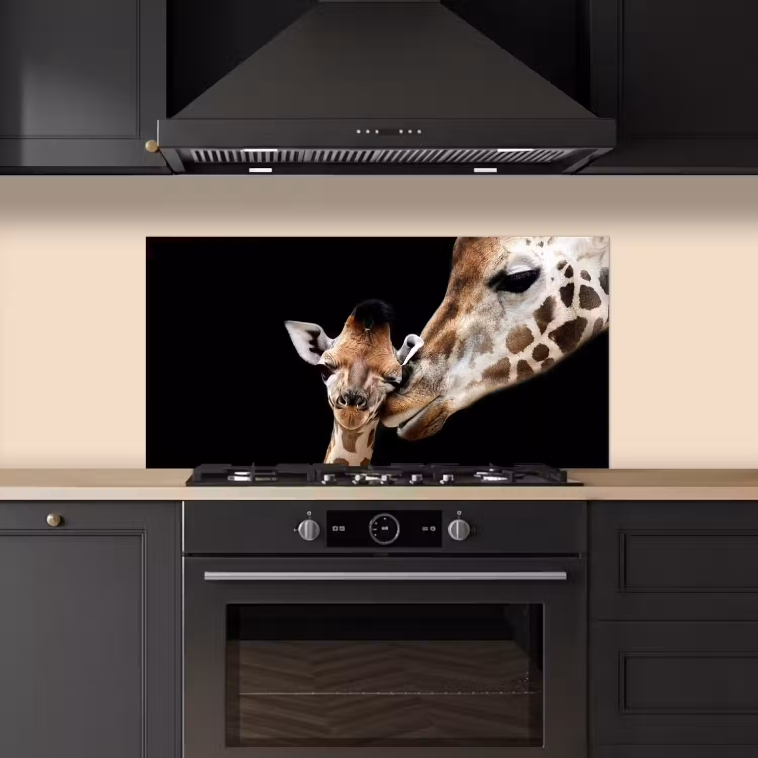 Giraffe - Dieren - Zwart - Portret - Dieren keuken achterwand spatscherm middel -sfeer1