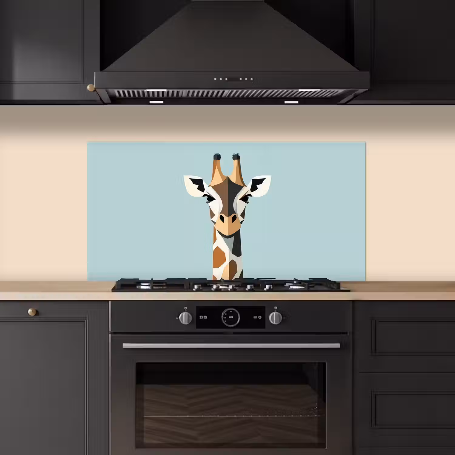 Giraffe - Illustratie - Bruin - Minimalistisch keuken achterwand spatscherm middel -sfeer1