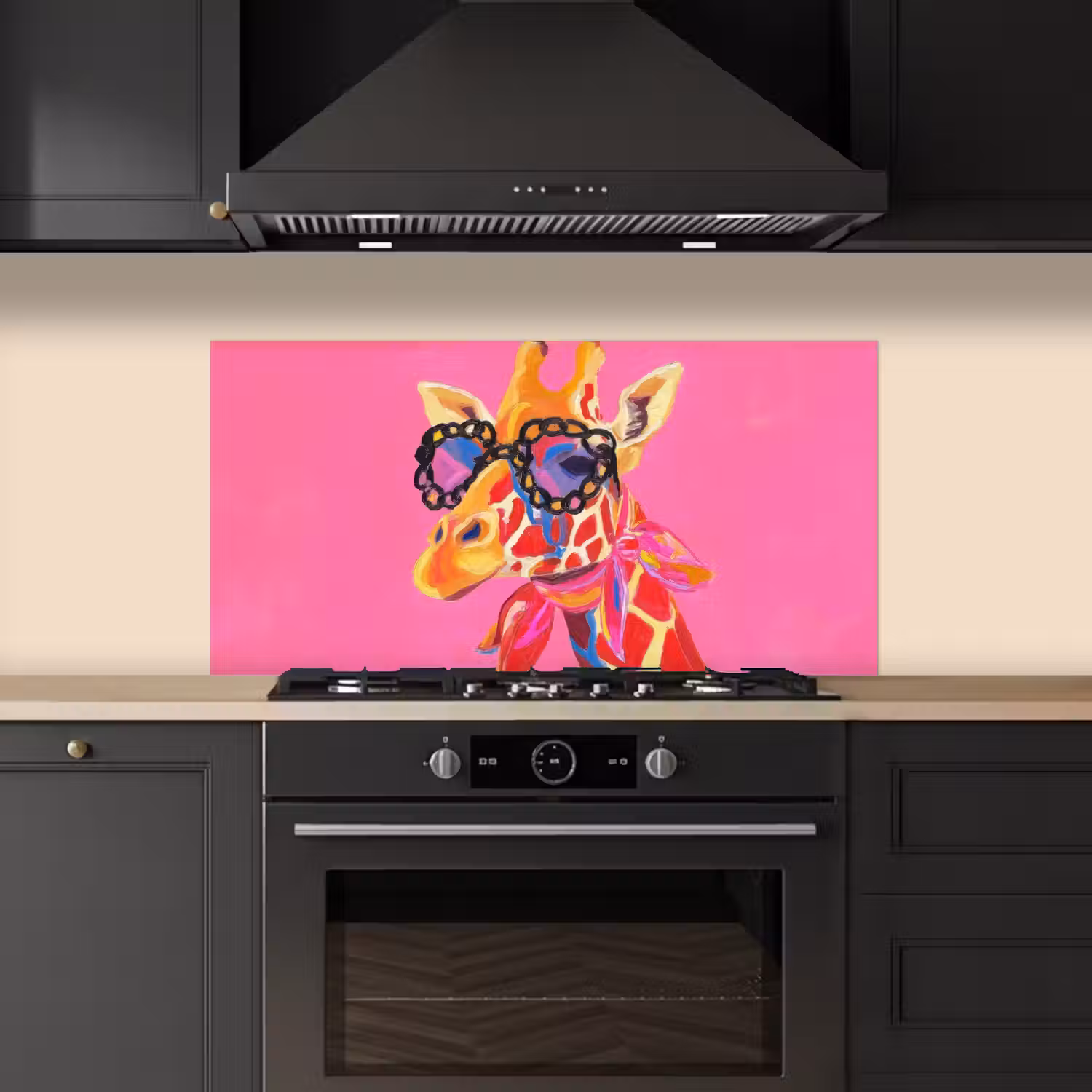 Giraf - Roze - Bril - Sjaal keuken achterwand spatscherm middel -sfeer1
